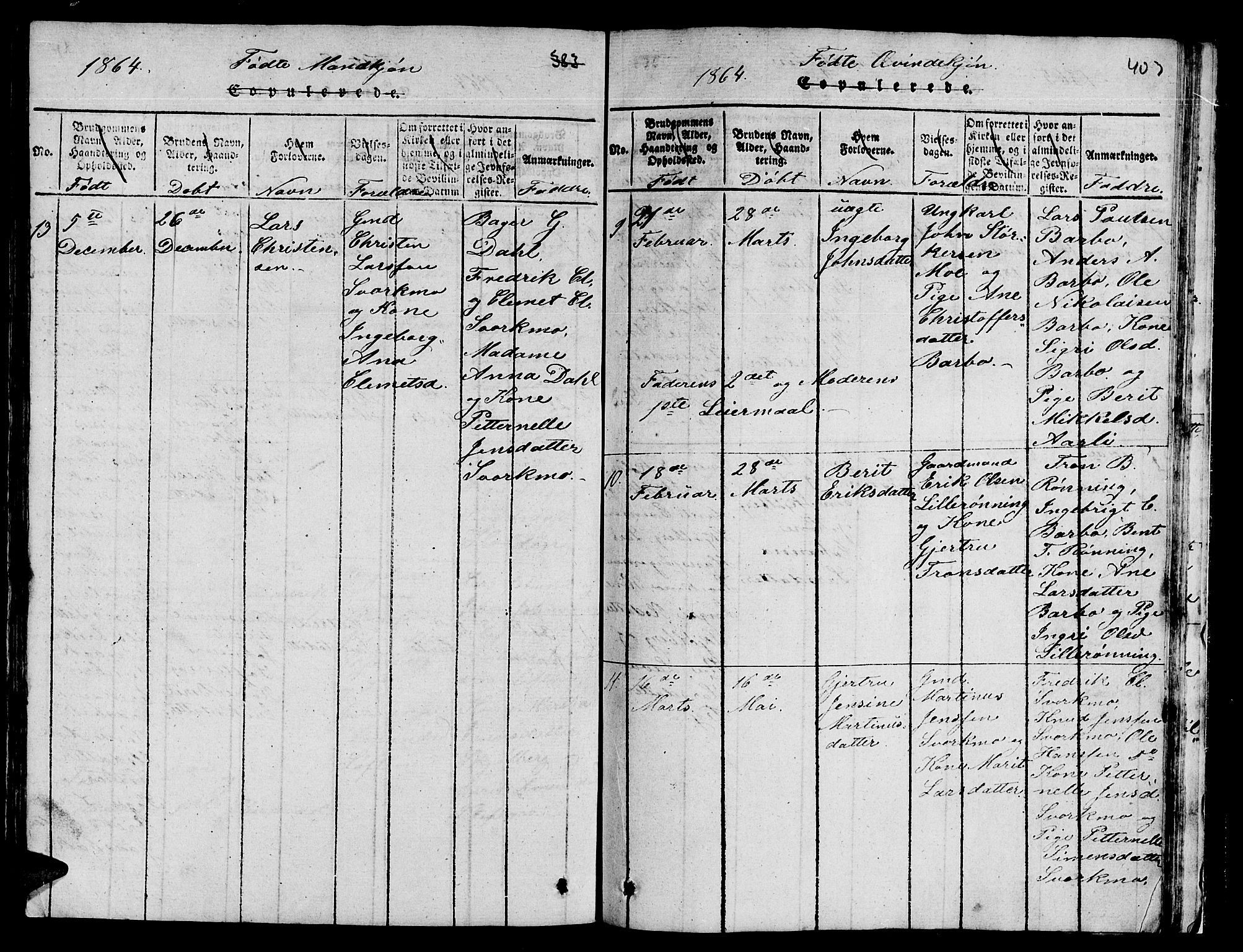 Ministerialprotokoller, klokkerbøker og fødselsregistre - Sør-Trøndelag, SAT/A-1456/671/L0842: Klokkerbok nr. 671C01, 1816-1867, s. 406-407