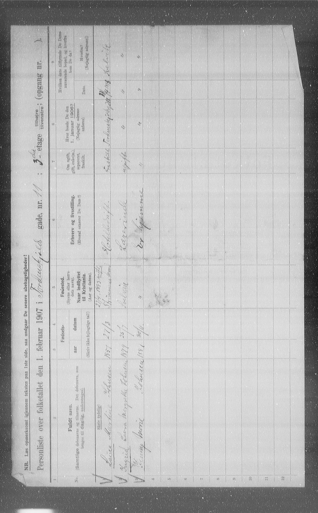 OBA, Kommunal folketelling 1.2.1907 for Kristiania kjøpstad, 1907, s. 57861