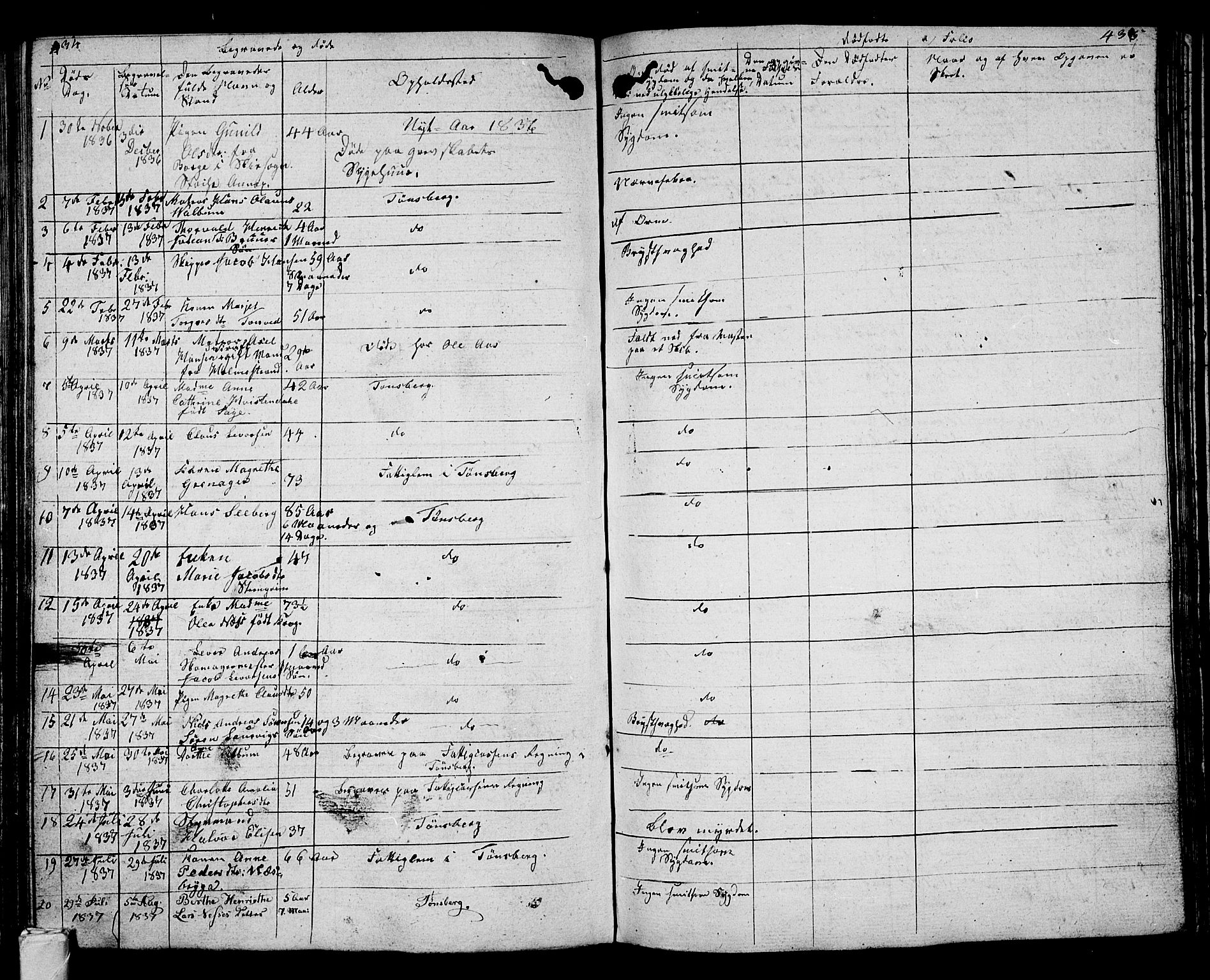 Tønsberg kirkebøker, AV/SAKO-A-330/G/Ga/L0002: Klokkerbok nr. 2, 1827-1854, s. 434-435