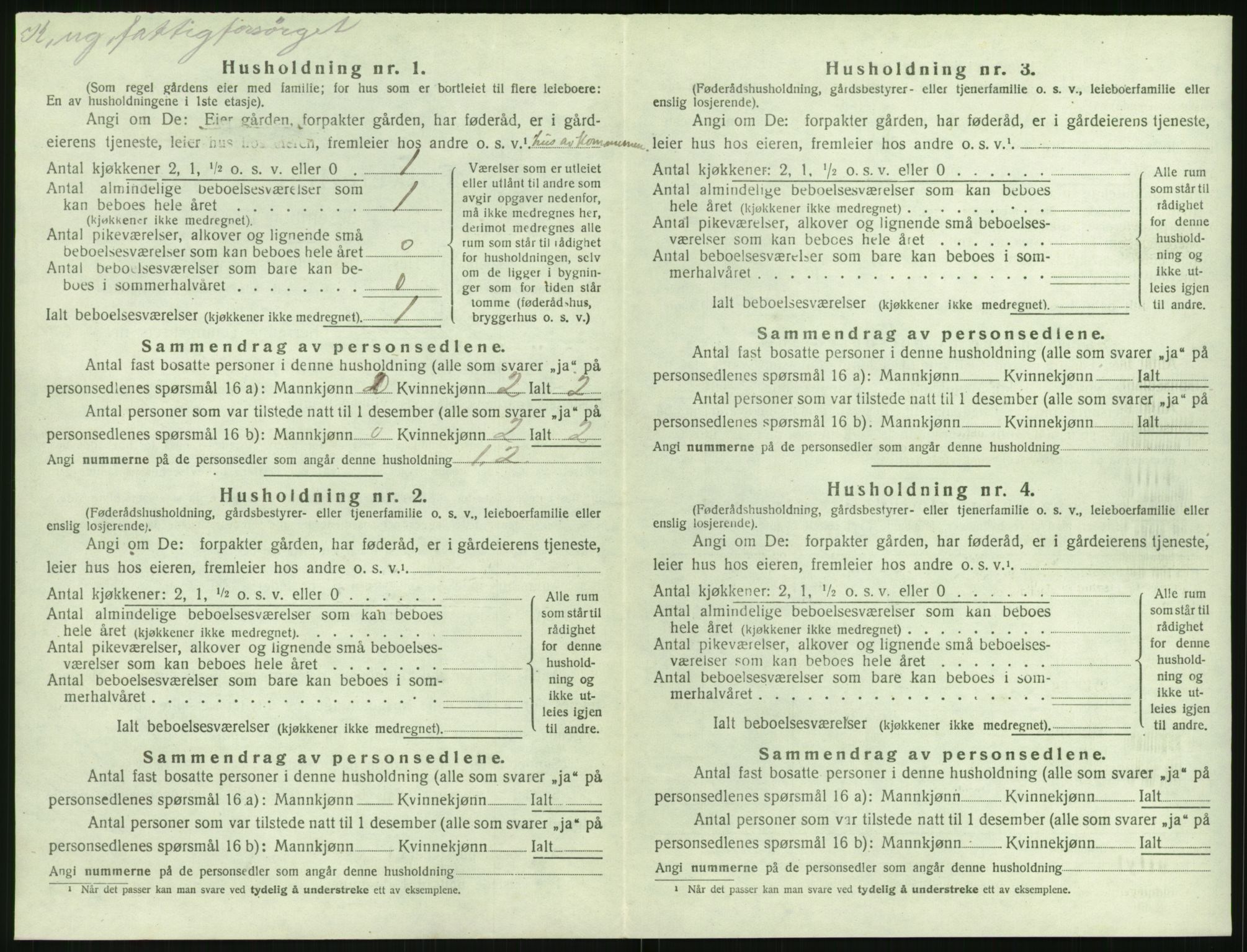 SAK, Folketelling 1920 for 0920 Øyestad herred, 1920, s. 1227