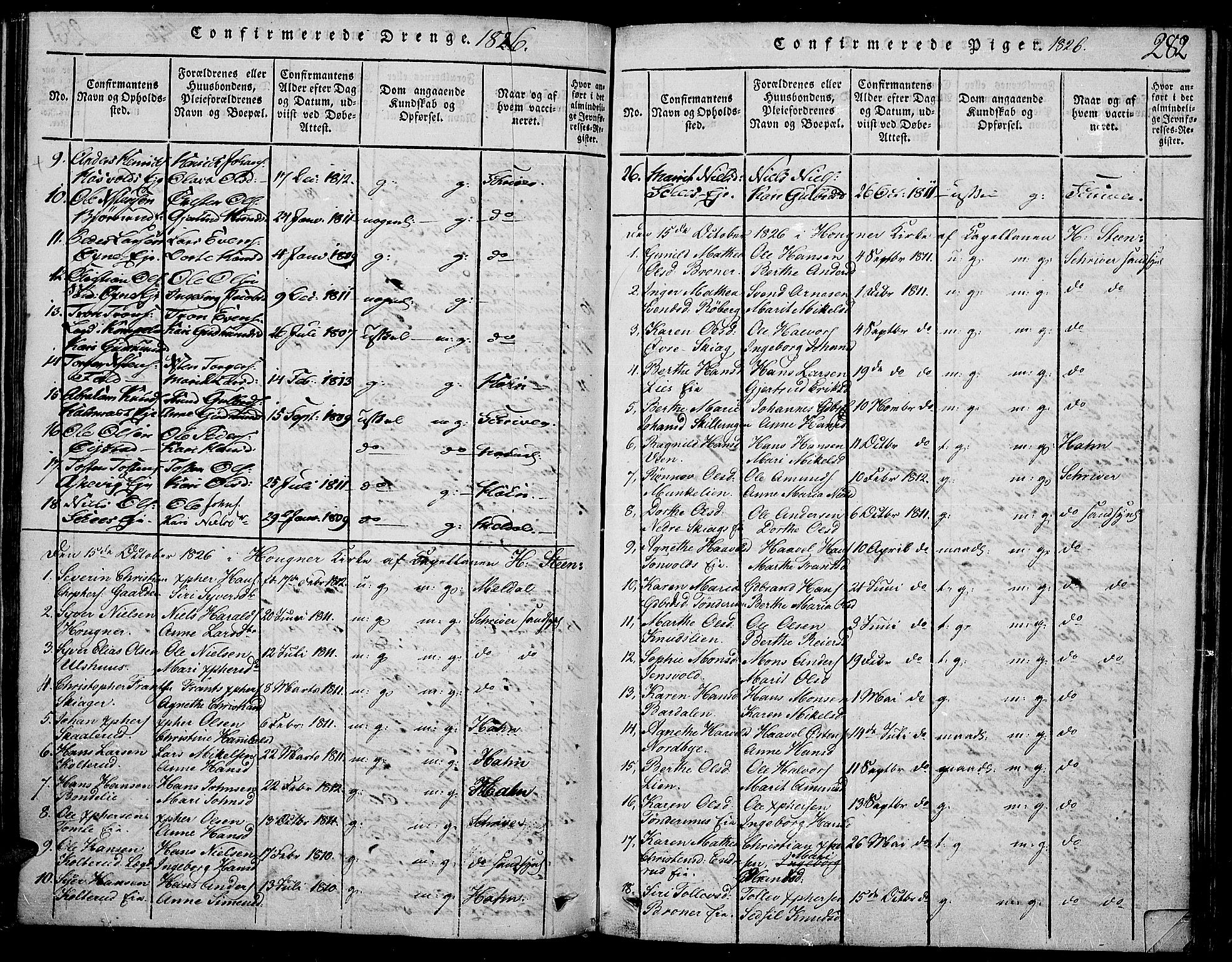 Land prestekontor, AV/SAH-PREST-120/H/Ha/Haa/L0007: Ministerialbok nr. 7, 1814-1830, s. 282