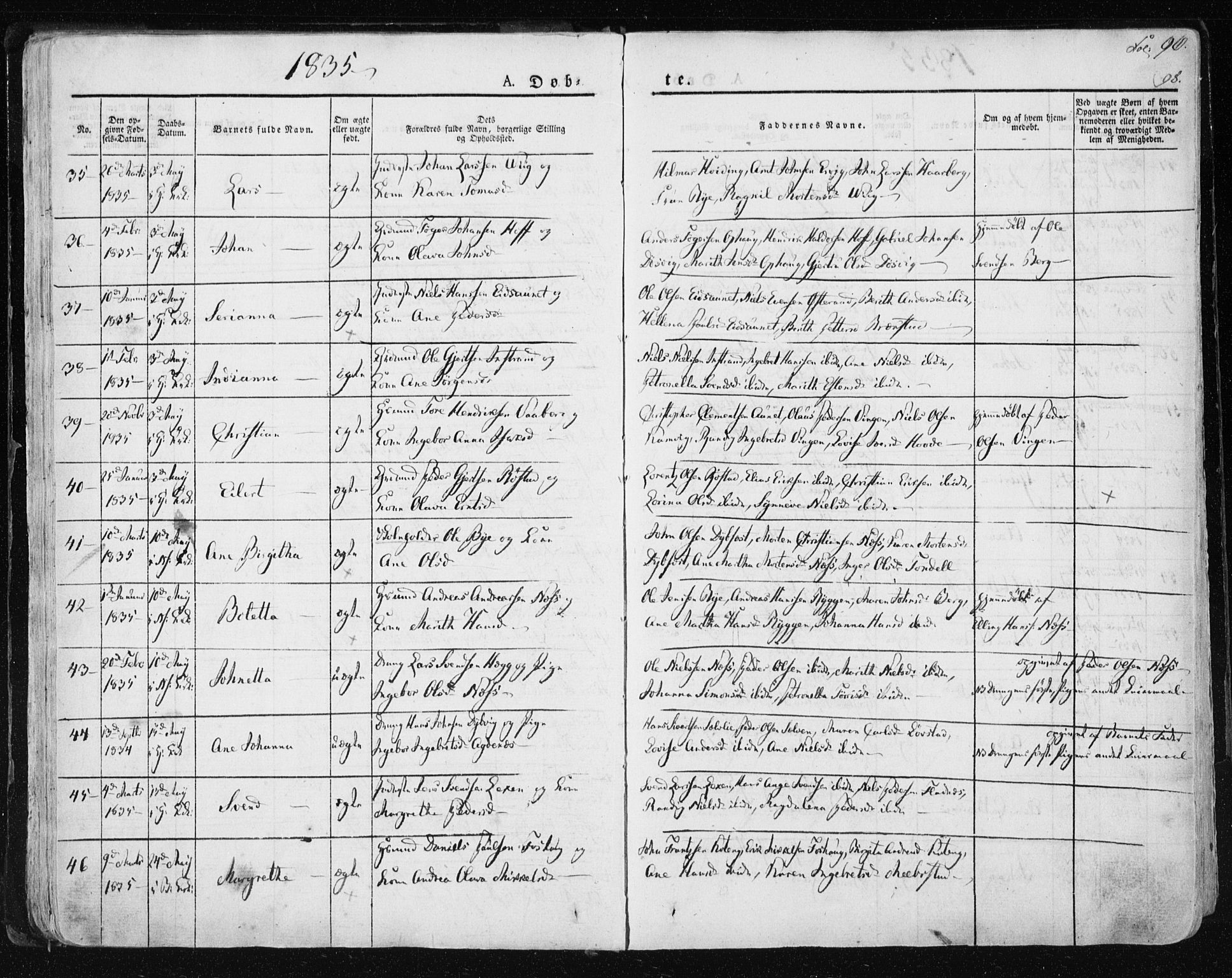 Ministerialprotokoller, klokkerbøker og fødselsregistre - Sør-Trøndelag, SAT/A-1456/659/L0735: Ministerialbok nr. 659A05, 1826-1841, s. 96