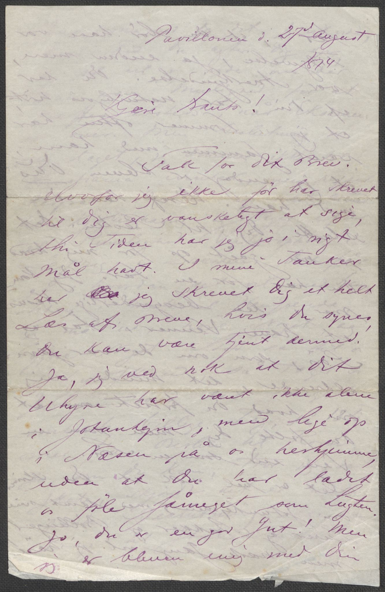Beyer, Frants, RA/PA-0132/F/L0001: Brev fra Edvard Grieg til Frantz Beyer og "En del optegnelser som kan tjene til kommentar til brevene" av Marie Beyer, 1872-1907, s. 38