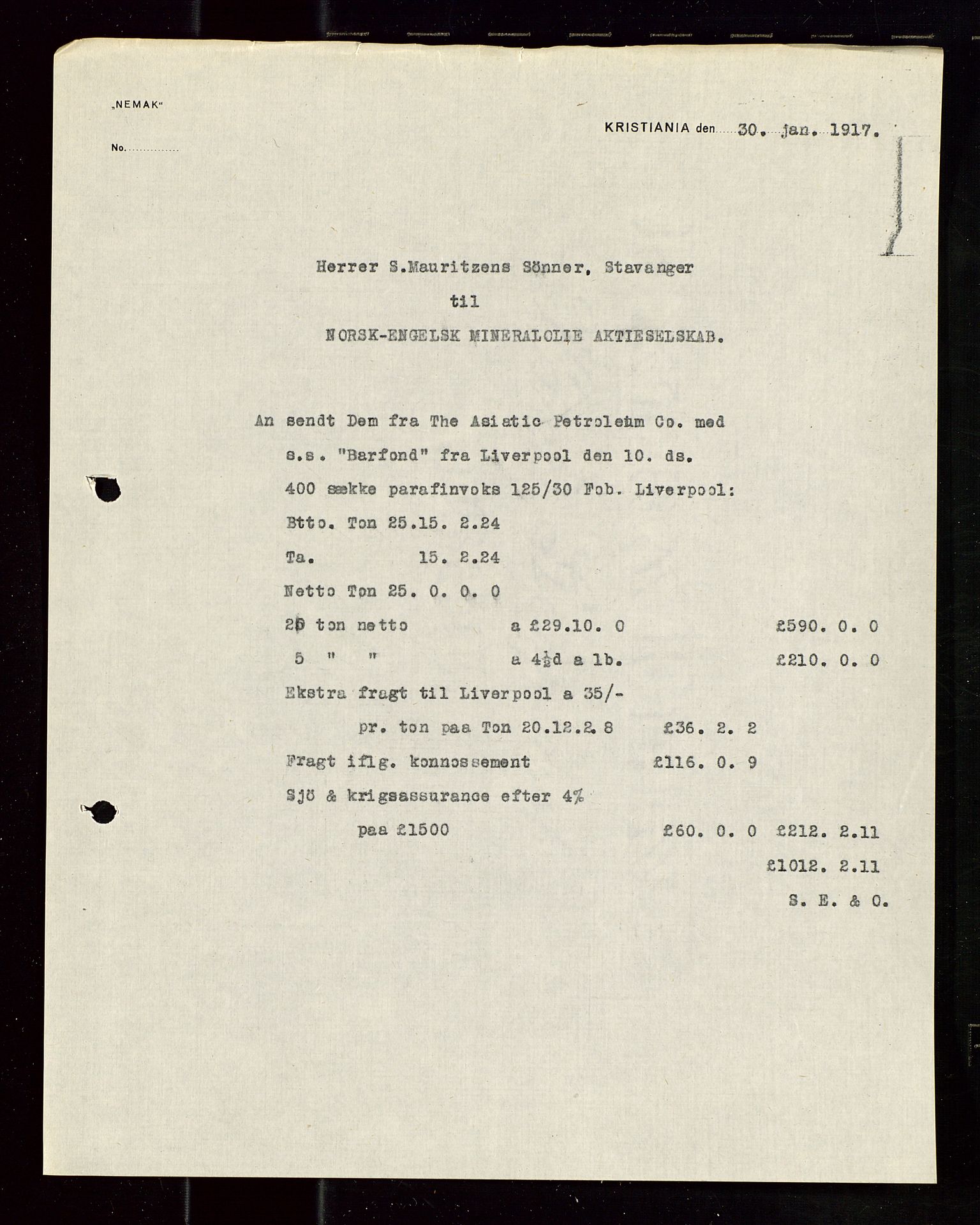 Pa 1521 - A/S Norske Shell, AV/SAST-A-101915/E/Ea/Eaa/L0019: Sjefskorrespondanse, 1917, s. 241