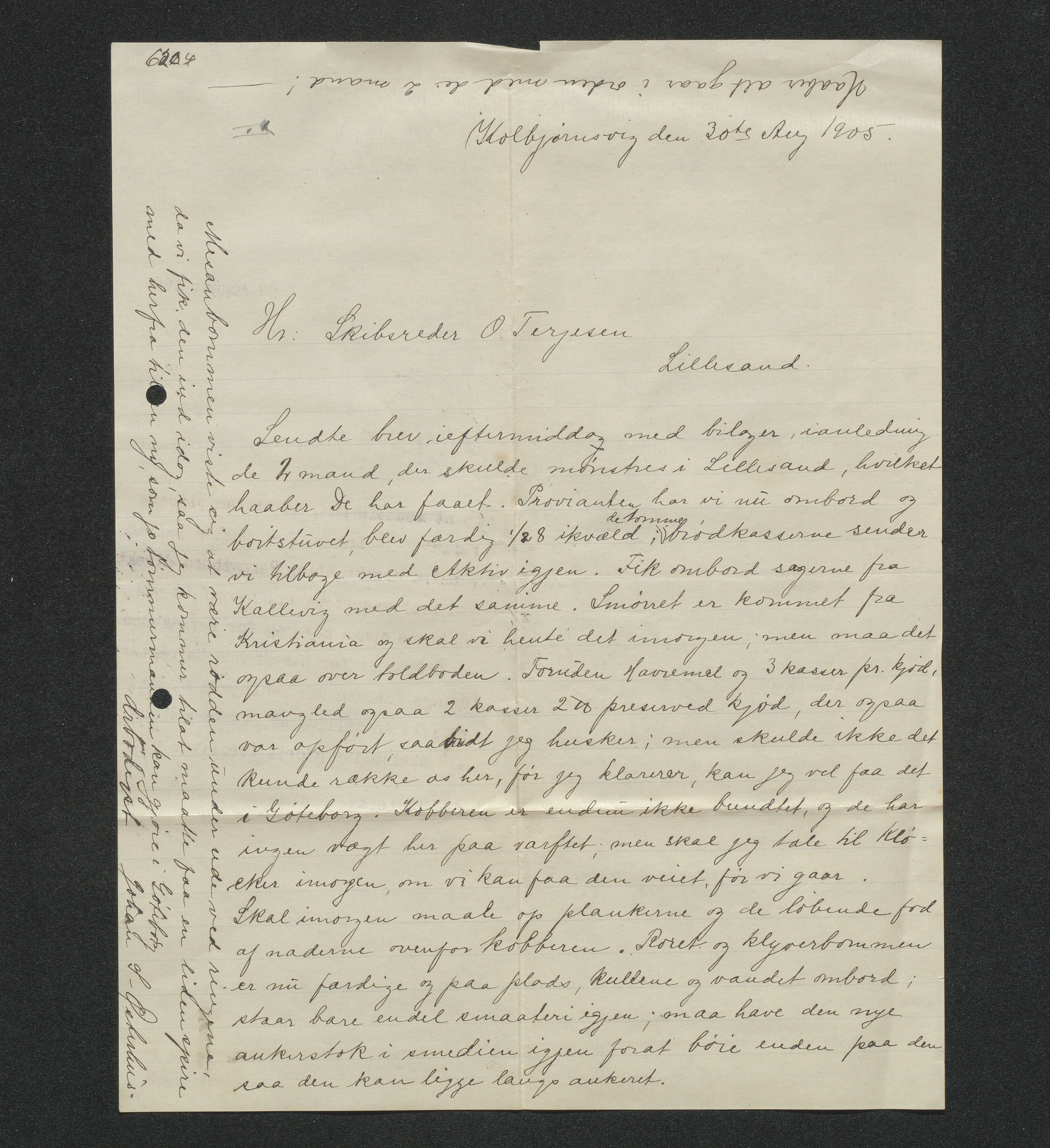 O. Terjesens rederi, AAKS/PA-2525/E/E01/L0013: Korrespondanse, 1904-1905