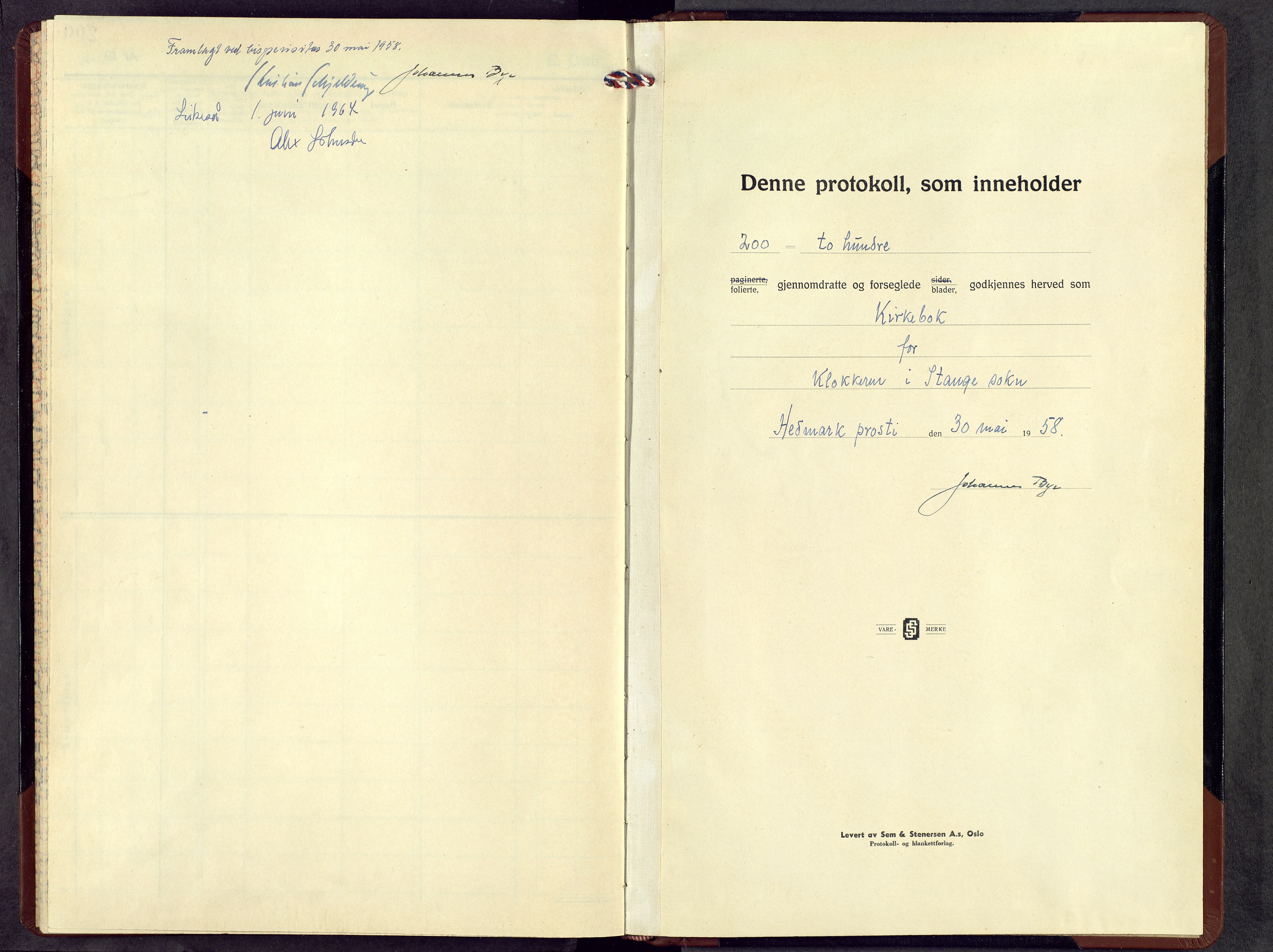 Stange prestekontor, SAH/PREST-002/L/L0024: Klokkerbok nr. 24, 1955-1964