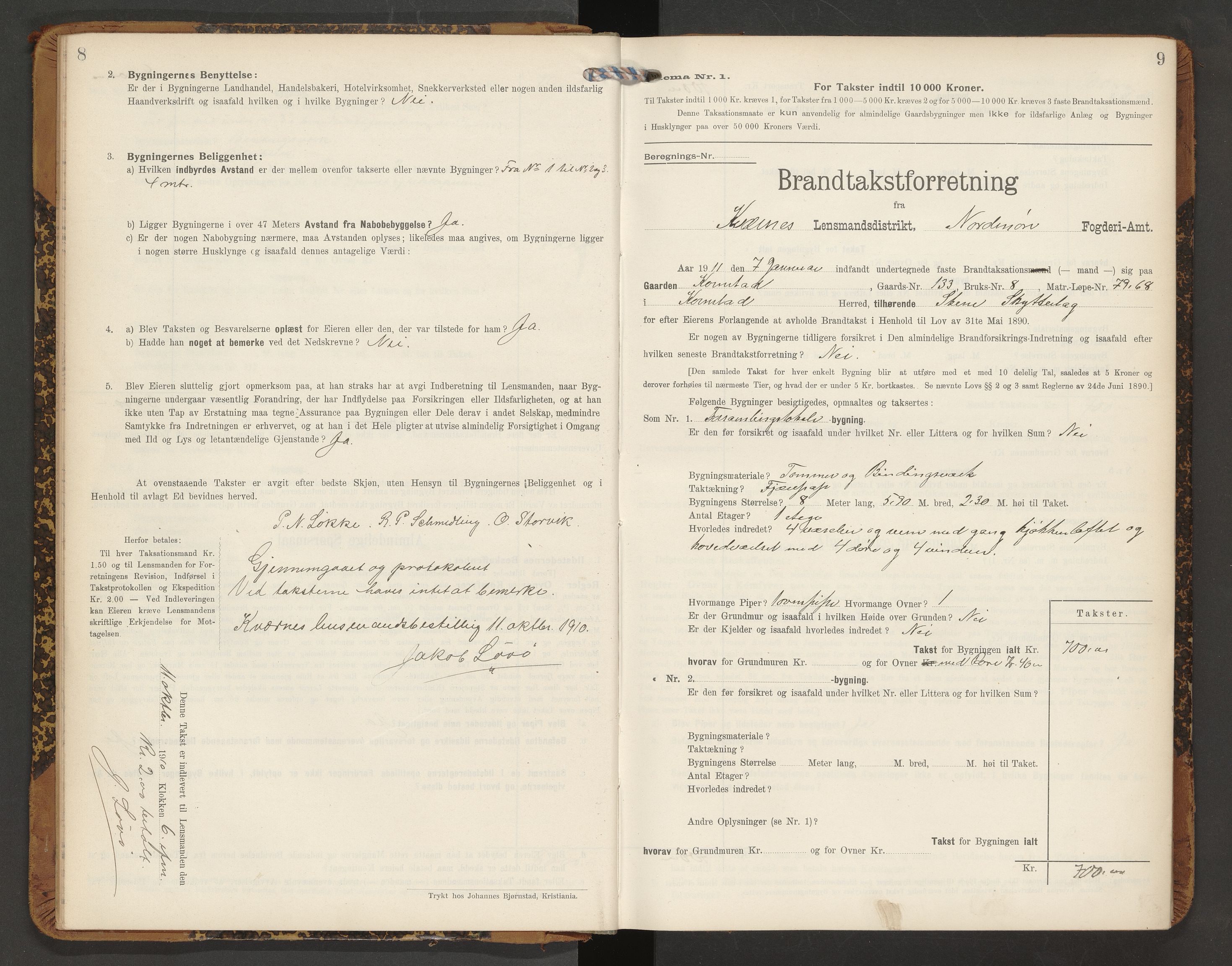 Norges Brannkasse Averøy og Frei, AV/SAT-A-5505/Fb/L0003: Branntakstprotokoll, 1910-1926, s. 8-9