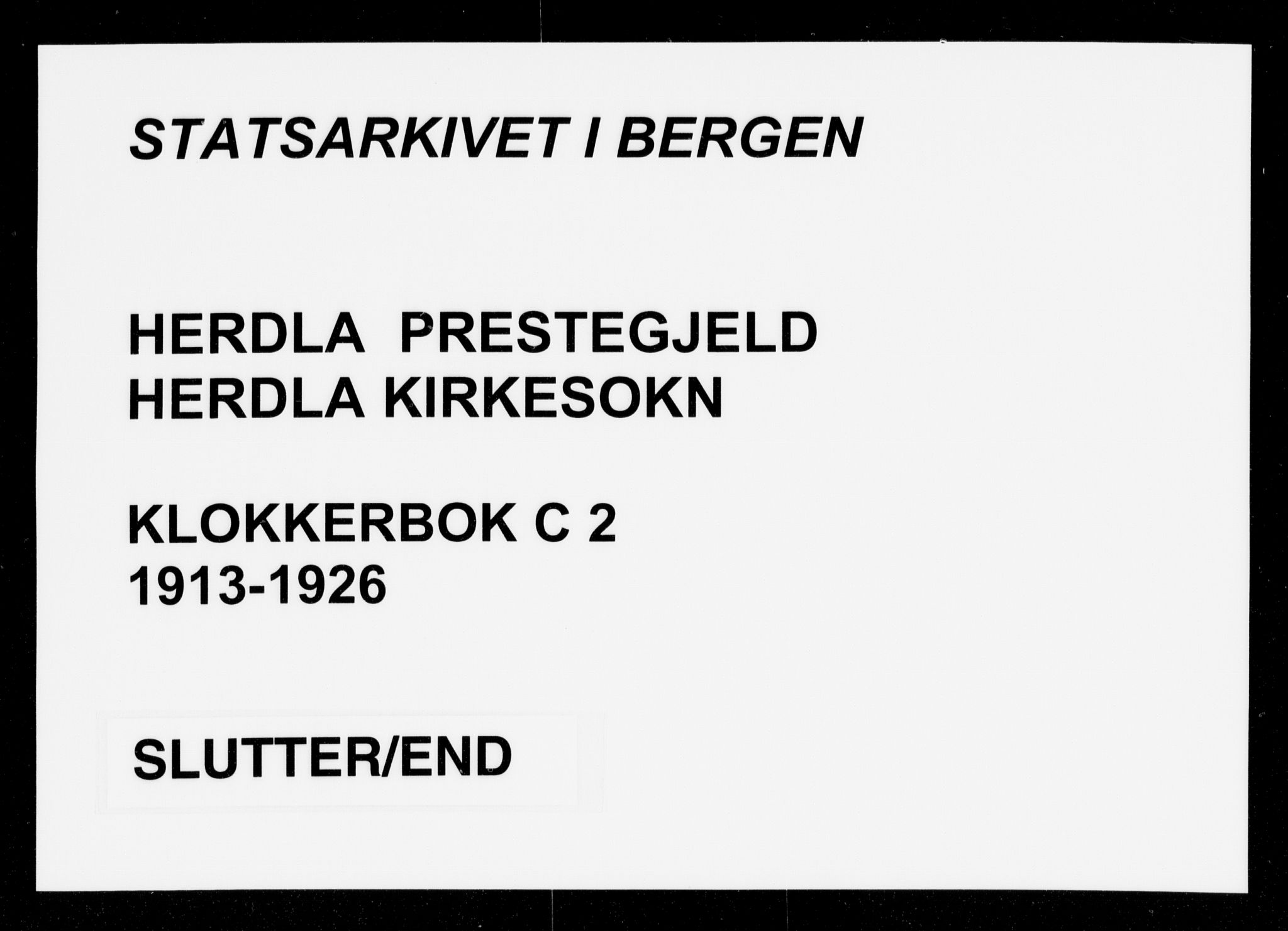 Herdla Sokneprestembete, SAB/A-75701/H/Hab: Klokkerbok nr. C 2, 1913-1926