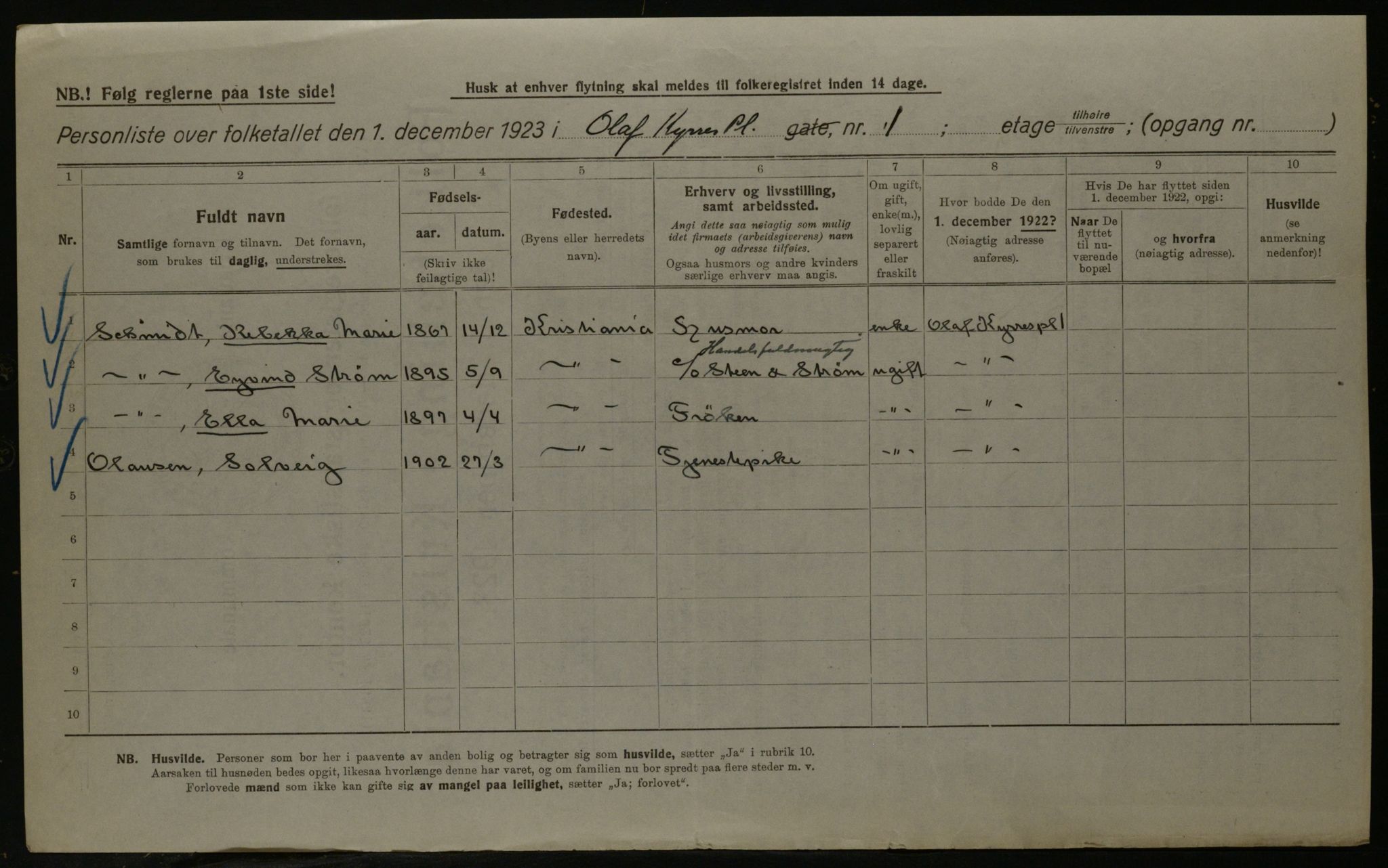 OBA, Kommunal folketelling 1.12.1923 for Kristiania, 1923, s. 82812