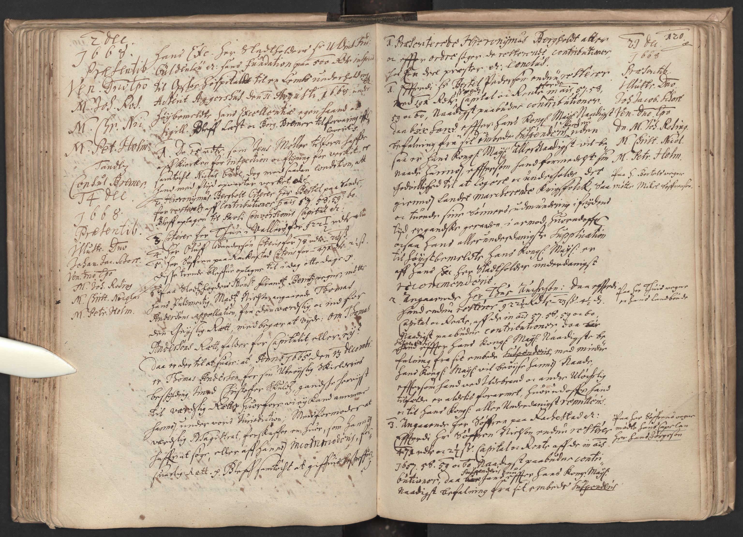 Den geistlige jurisdiksjon, AV/SAO-A-11097/H/Ha/L0004: Forhandlingsprotokoll, 1651-1698, s. 119b-120a