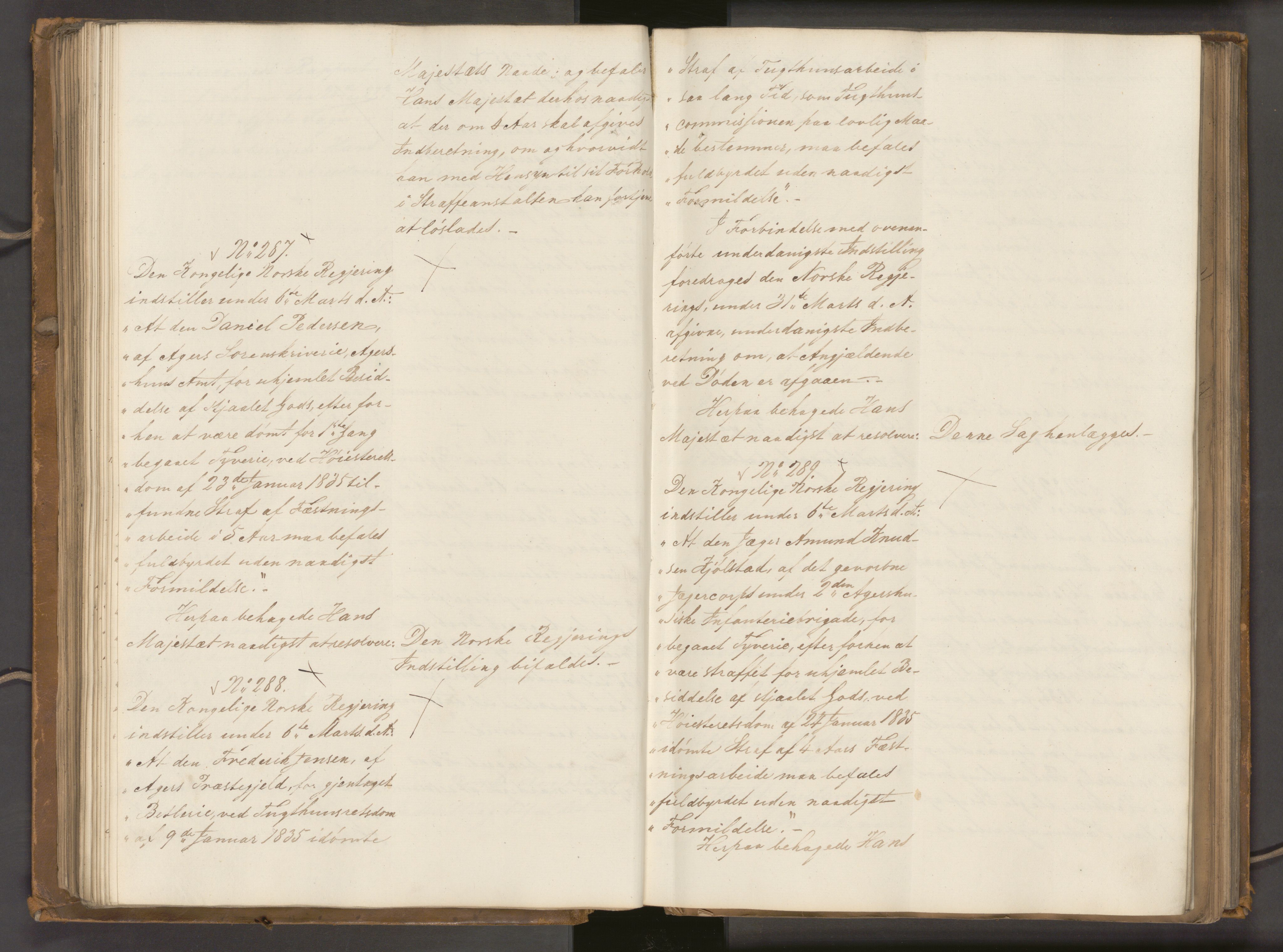 Statsrådssekretariatet, AV/RA-S-1001/A/Ab/L0040: Kgl. res. nr. 1-568, 1. halvår, 1835