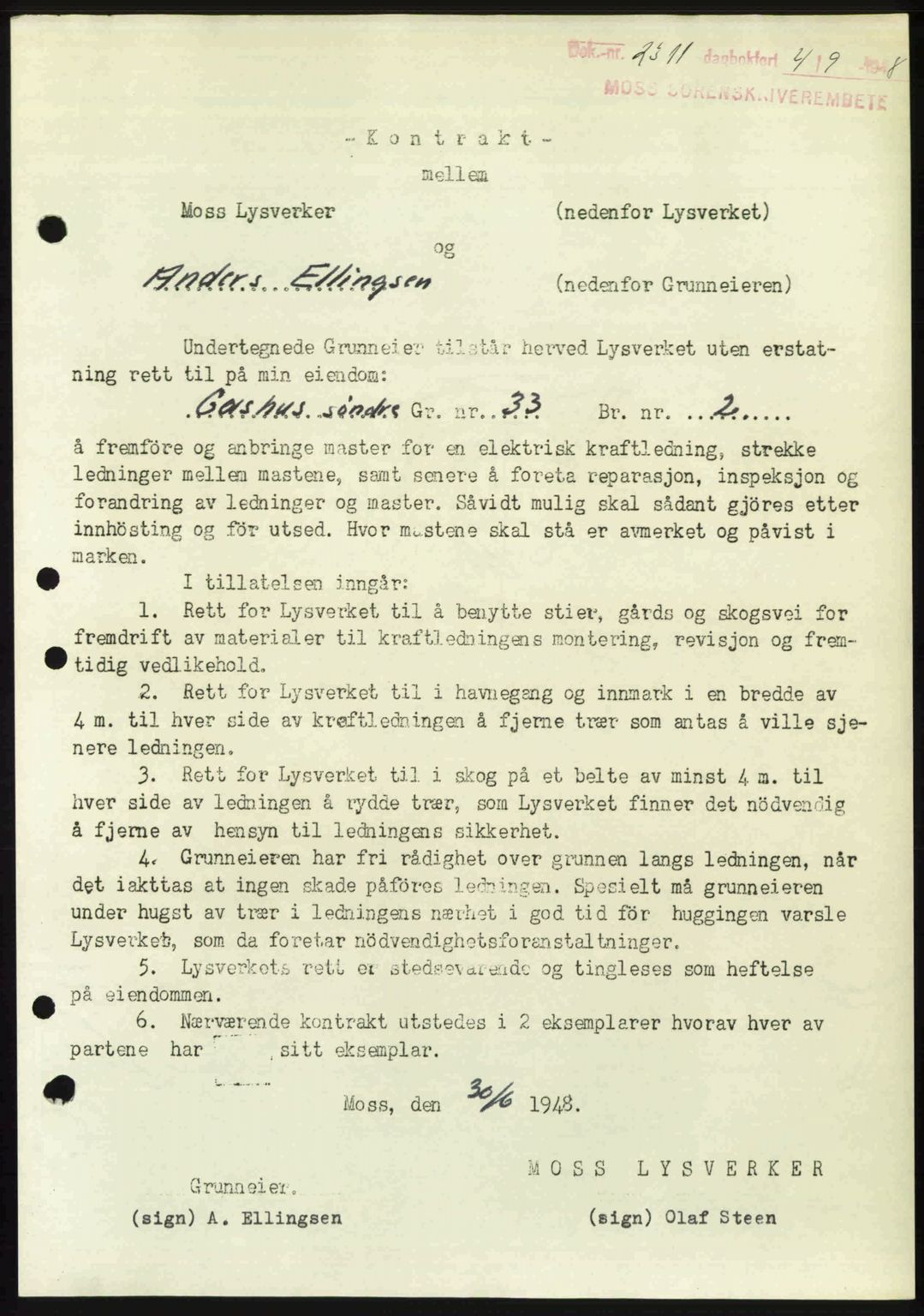 Moss sorenskriveri, SAO/A-10168: Pantebok nr. A20, 1948-1948, Dagboknr: 2311/1948