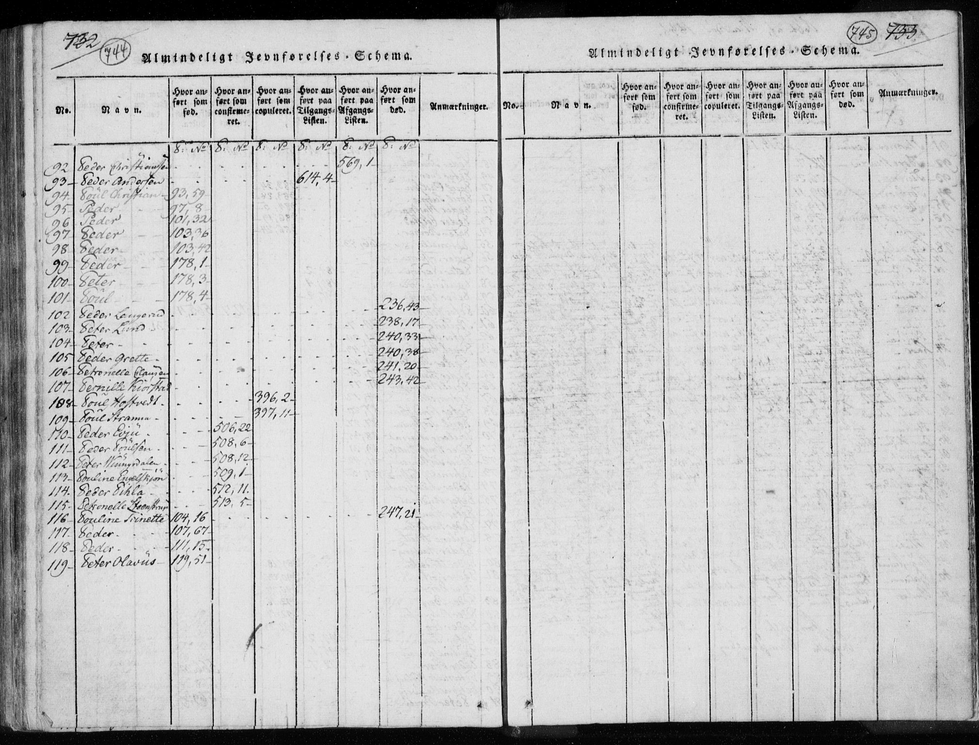 Kongsberg kirkebøker, AV/SAKO-A-22/F/Fa/L0008: Ministerialbok nr. I 8, 1816-1839, s. 744-745