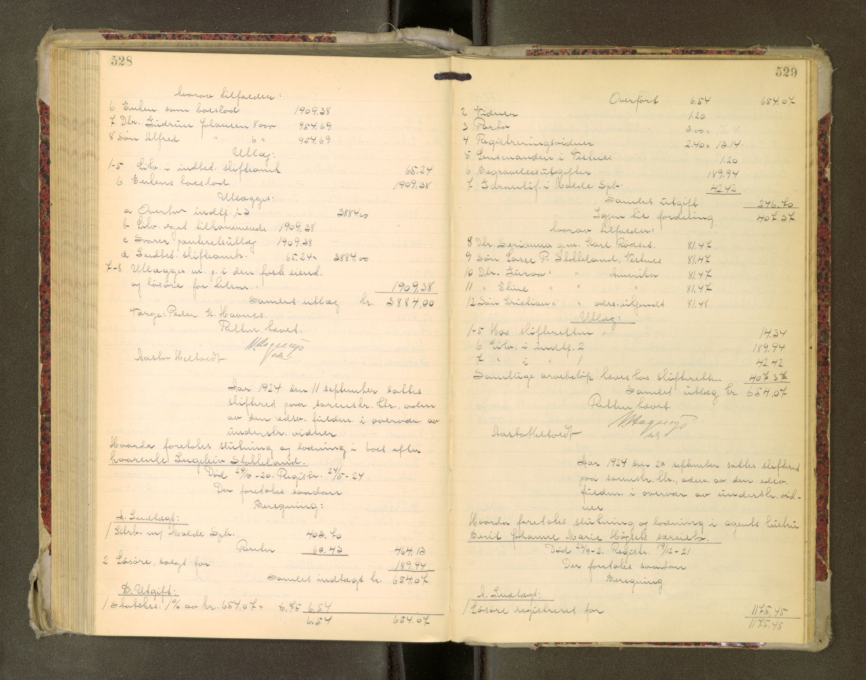Romsdal sorenskriveri, AV/SAT-A-4149/1/3/3A/L0022: Skifteutlodnings Protokoll, 1920-1924, s. 528-529