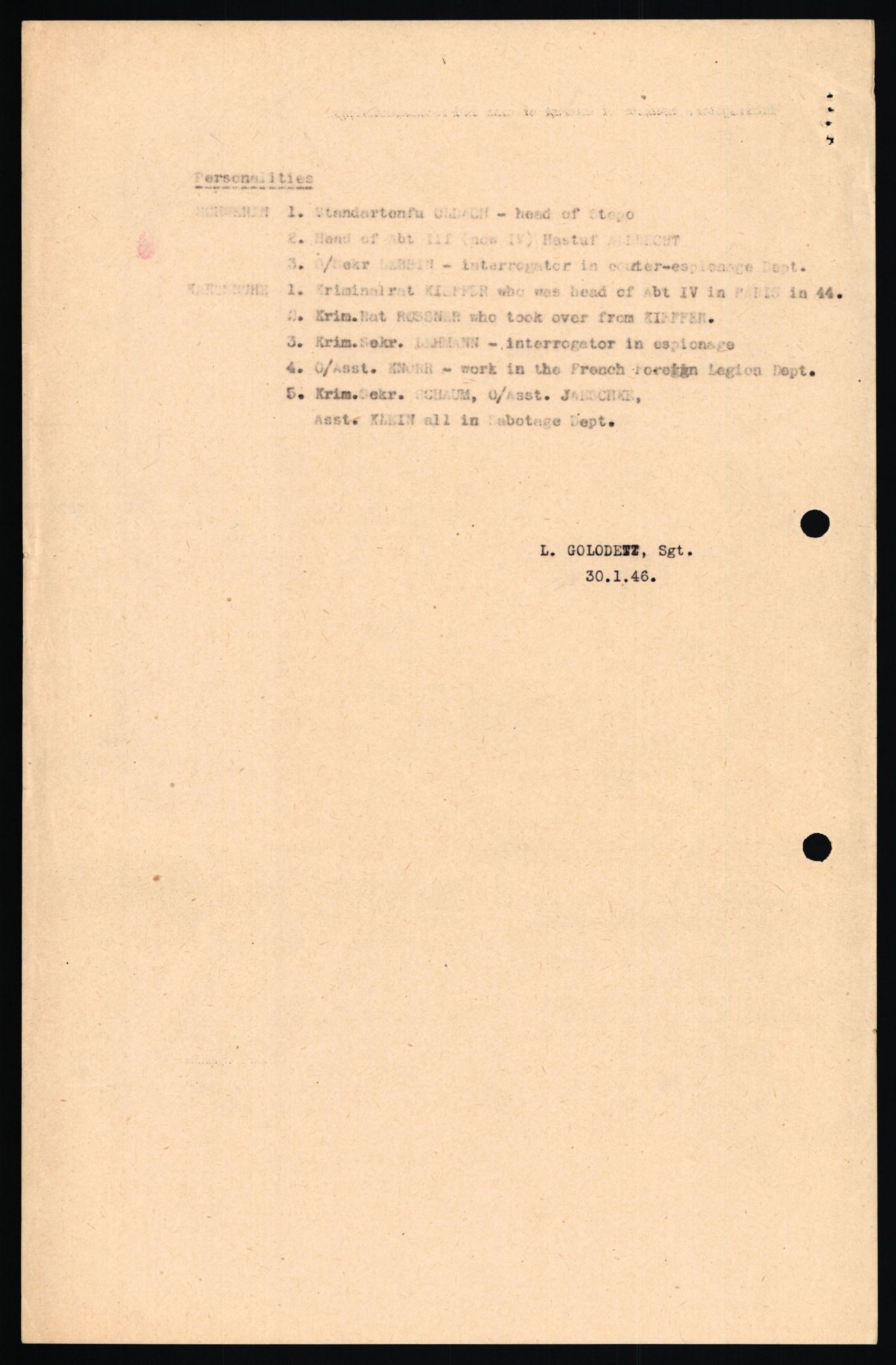 Forsvaret, Forsvarets overkommando II, AV/RA-RAFA-3915/D/Db/L0033: CI Questionaires. Tyske okkupasjonsstyrker i Norge. Tyskere., 1945-1946, s. 412