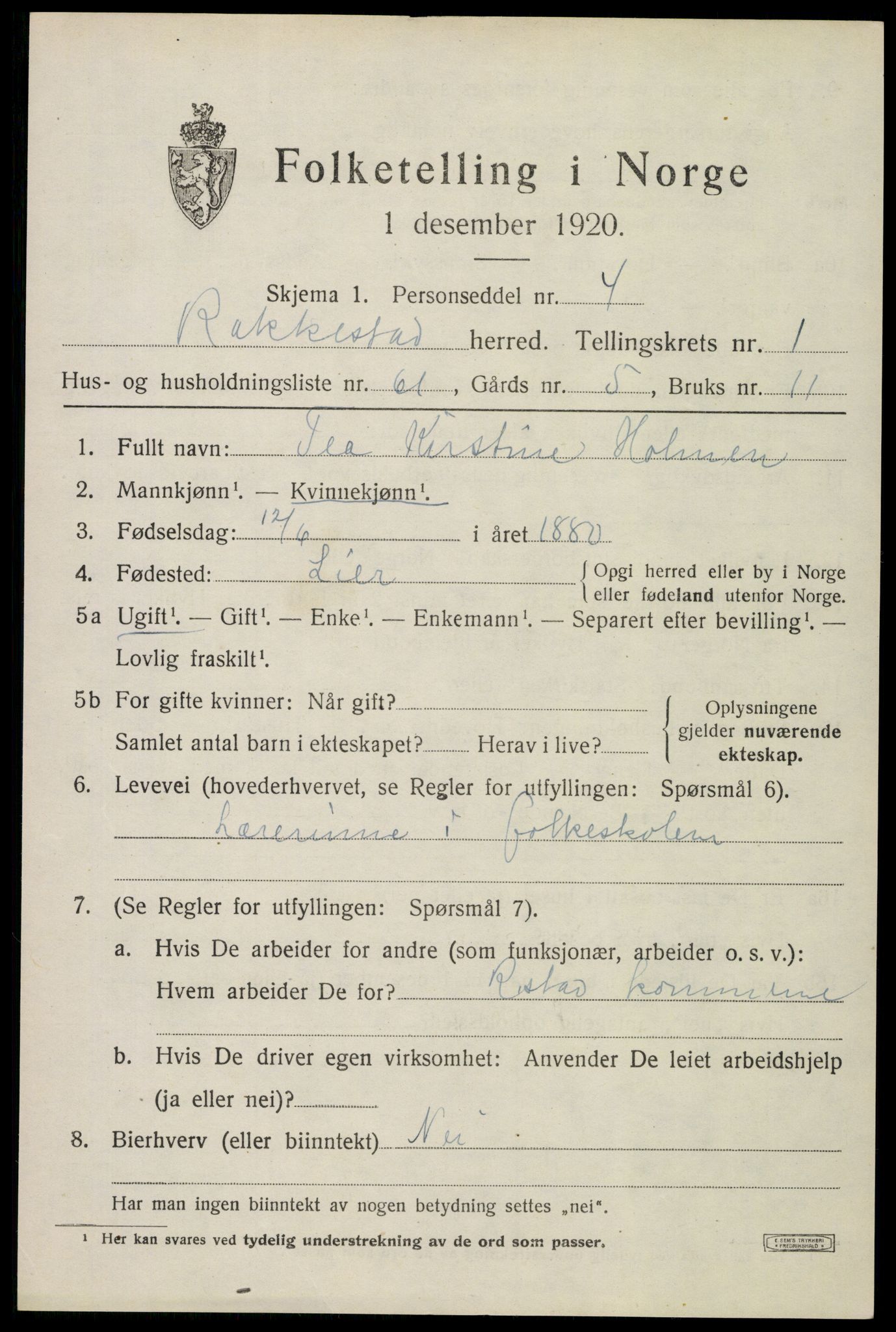 SAO, Folketelling 1920 for 0128 Rakkestad herred, 1920, s. 2433