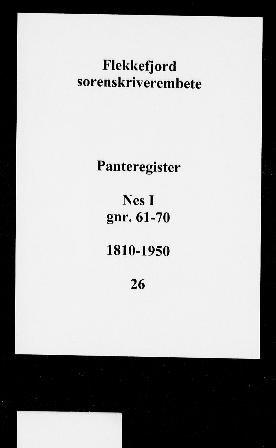 Flekkefjord sorenskriveri, SAK/1221-0001/G/Ga/L0026: Panteregister nr. 26, 1810-1950