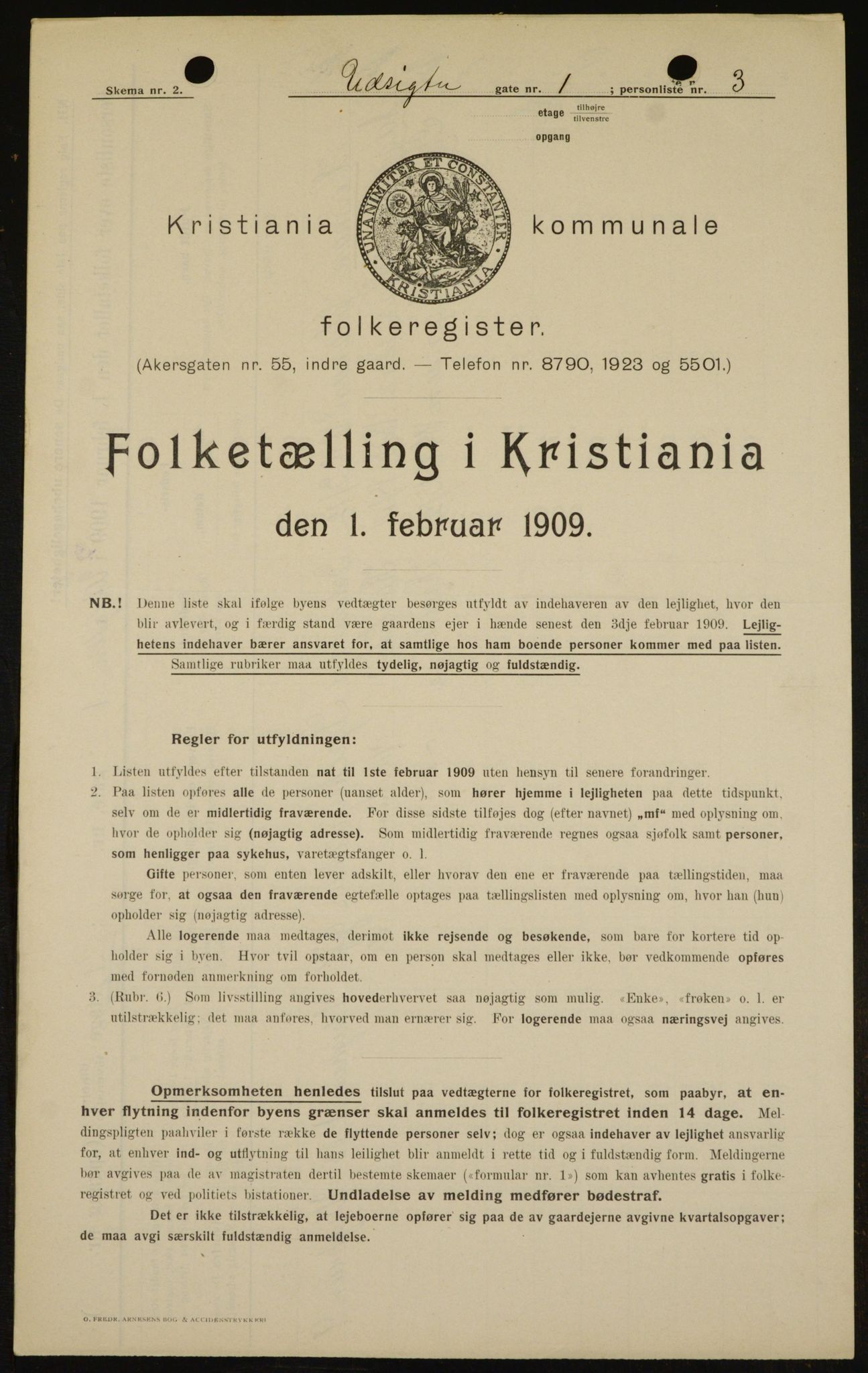 OBA, Kommunal folketelling 1.2.1909 for Kristiania kjøpstad, 1909, s. 110075