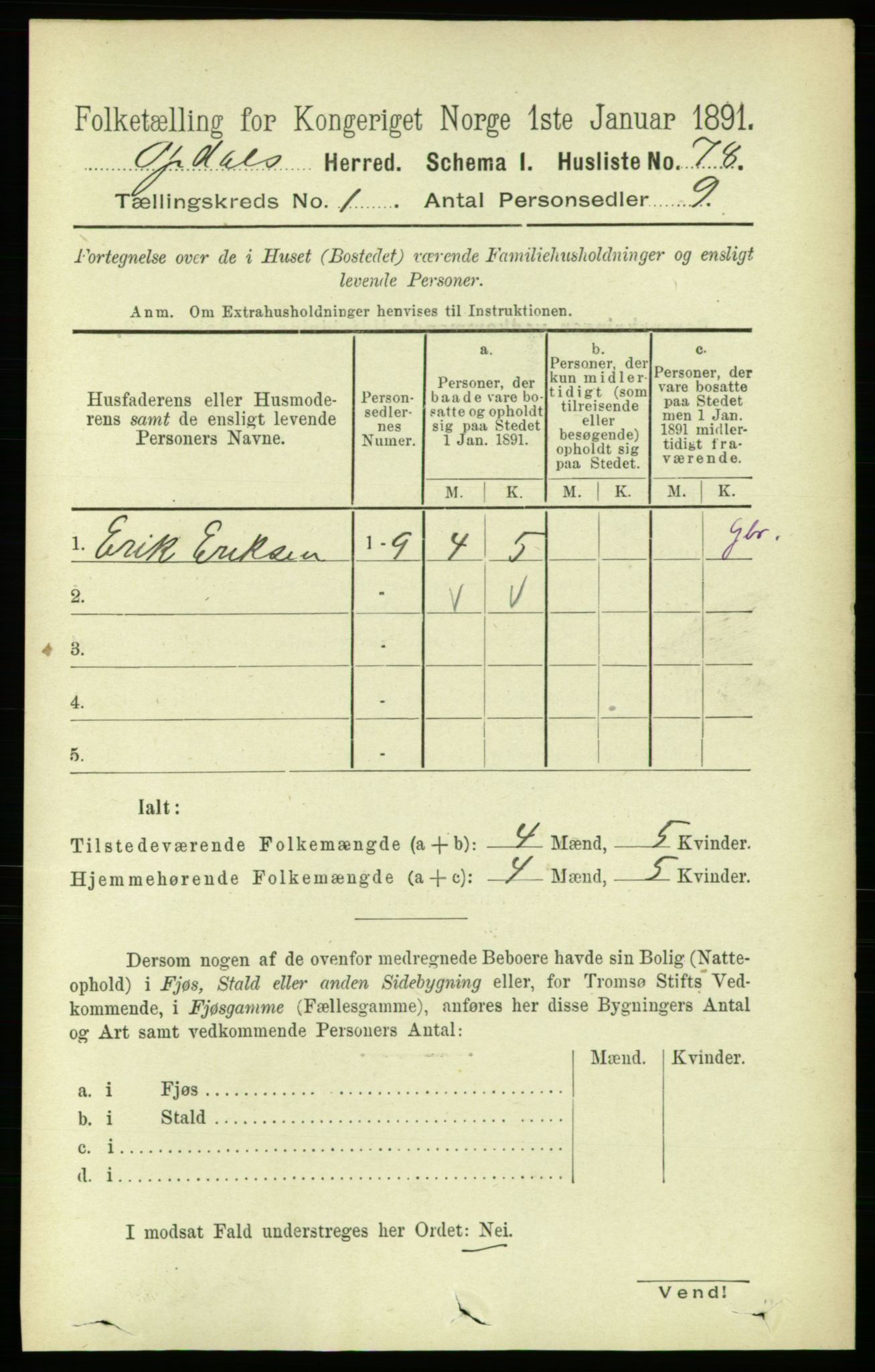 RA, Folketelling 1891 for 1634 Oppdal herred, 1891, s. 107