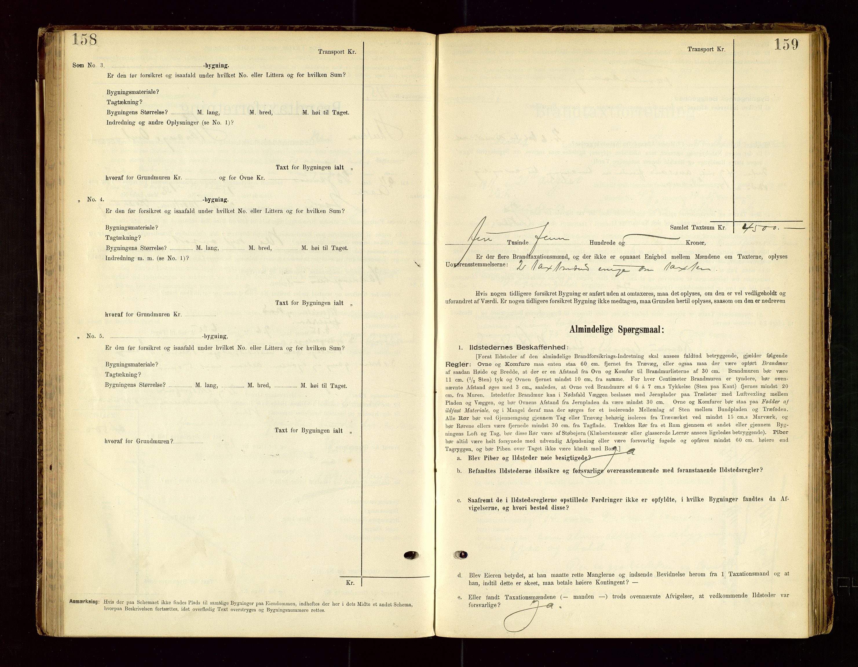 Skudenes lensmannskontor, SAST/A-100444/Gob/L0001: "Brandtaxationsprotokoll", 1895-1924, s. 158-159