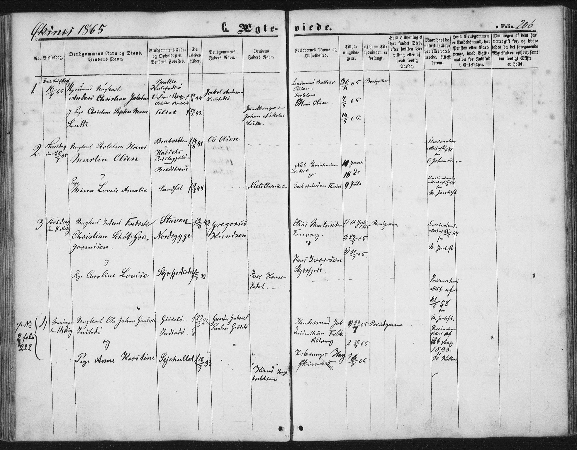 Ministerialprotokoller, klokkerbøker og fødselsregistre - Nordland, SAT/A-1459/893/L1333: Ministerialbok nr. 893A06, 1858-1866, s. 206