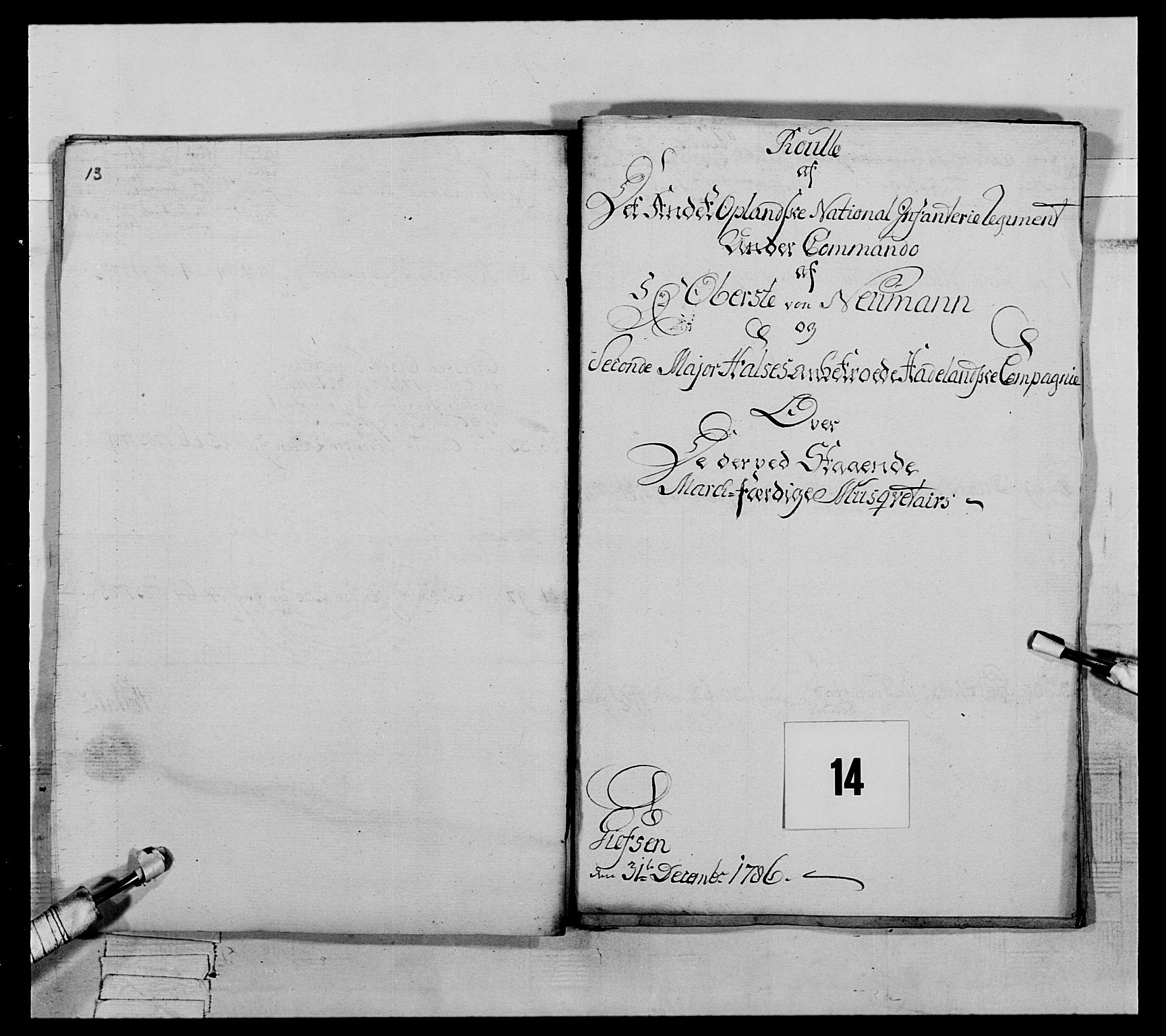 Generalitets- og kommissariatskollegiet, Det kongelige norske kommissariatskollegium, AV/RA-EA-5420/E/Eh/L0065: 2. Opplandske nasjonale infanteriregiment, 1786-1789, s. 87