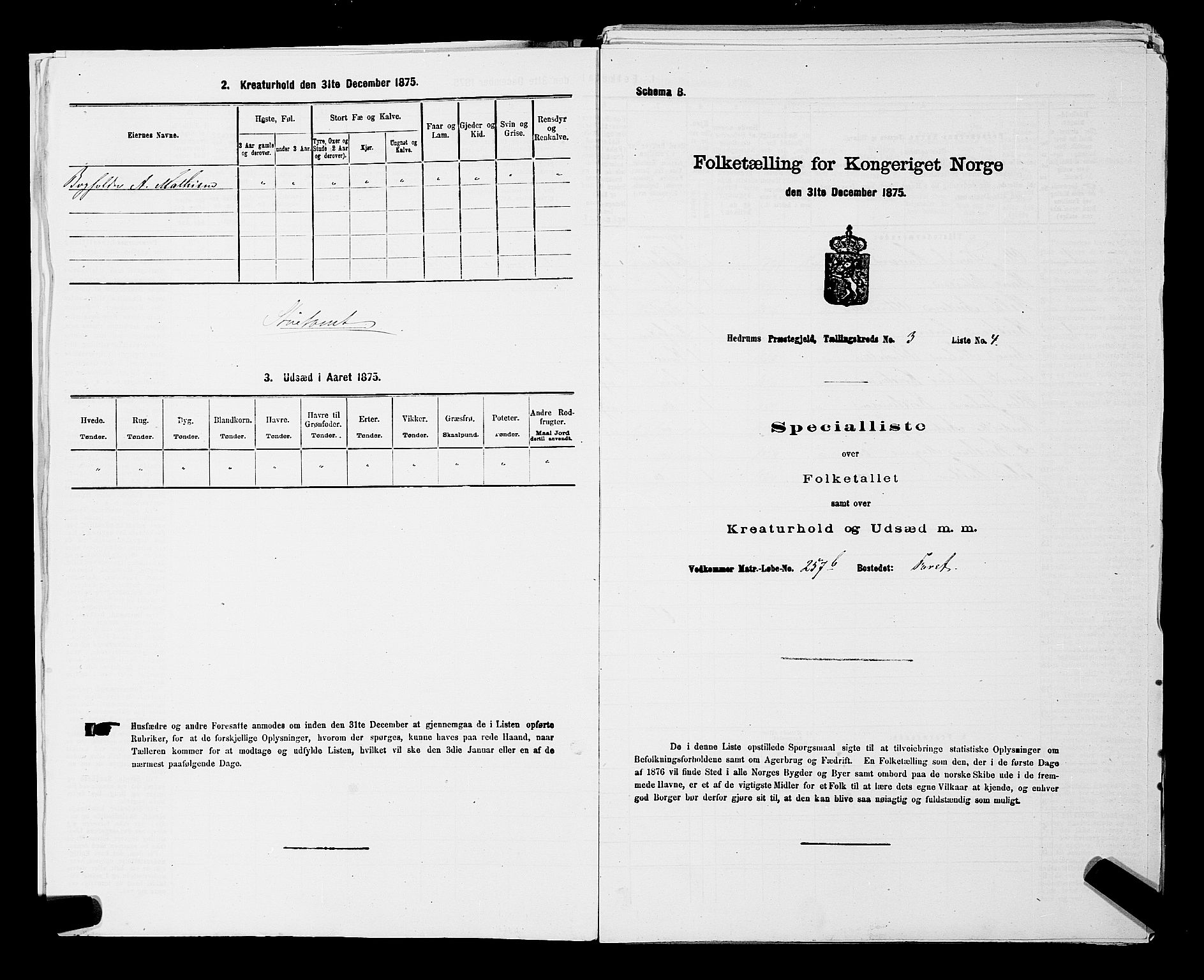 SAKO, Folketelling 1875 for 0727P Hedrum prestegjeld, 1875, s. 222