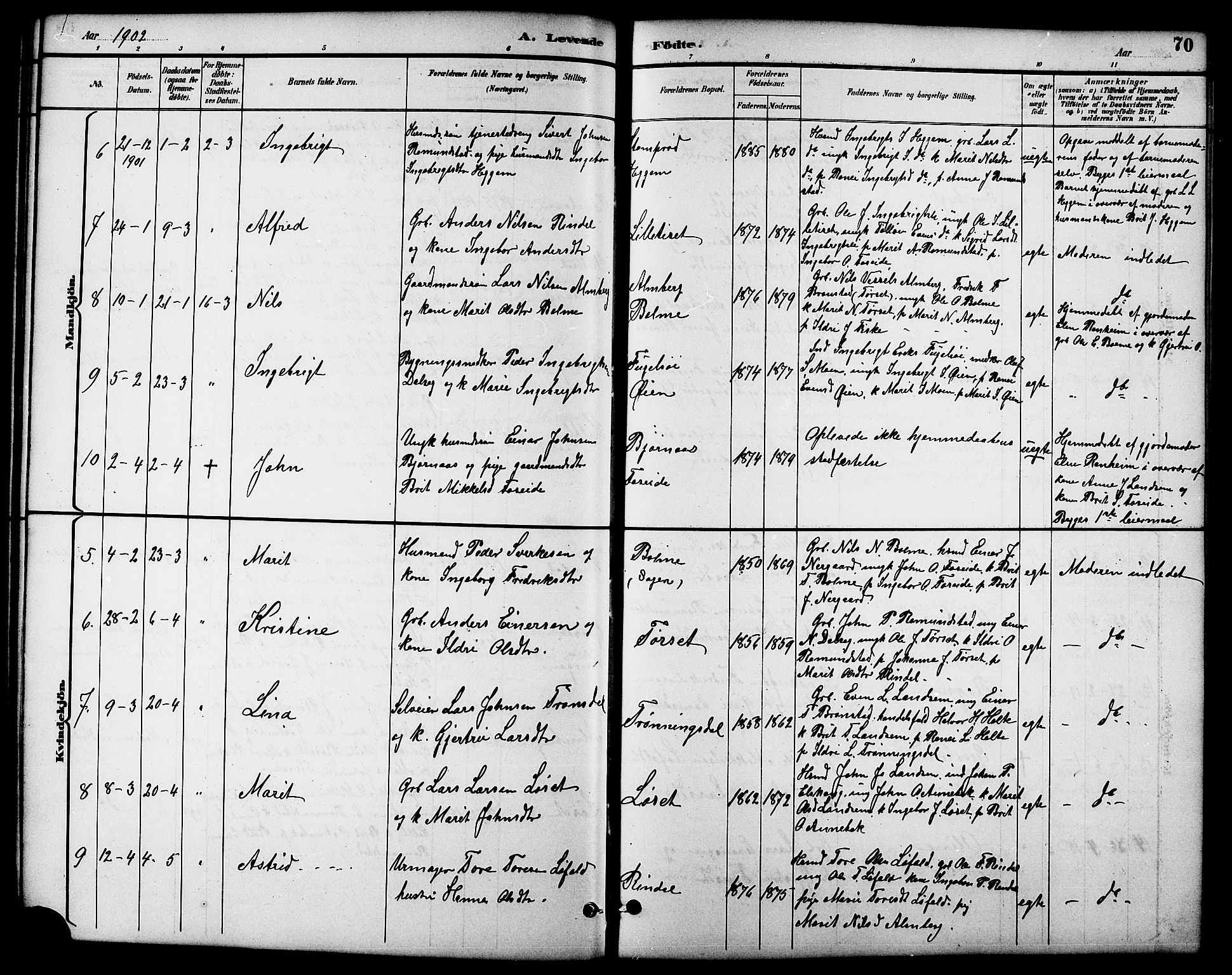 Ministerialprotokoller, klokkerbøker og fødselsregistre - Møre og Romsdal, AV/SAT-A-1454/598/L1078: Klokkerbok nr. 598C03, 1892-1909, s. 70