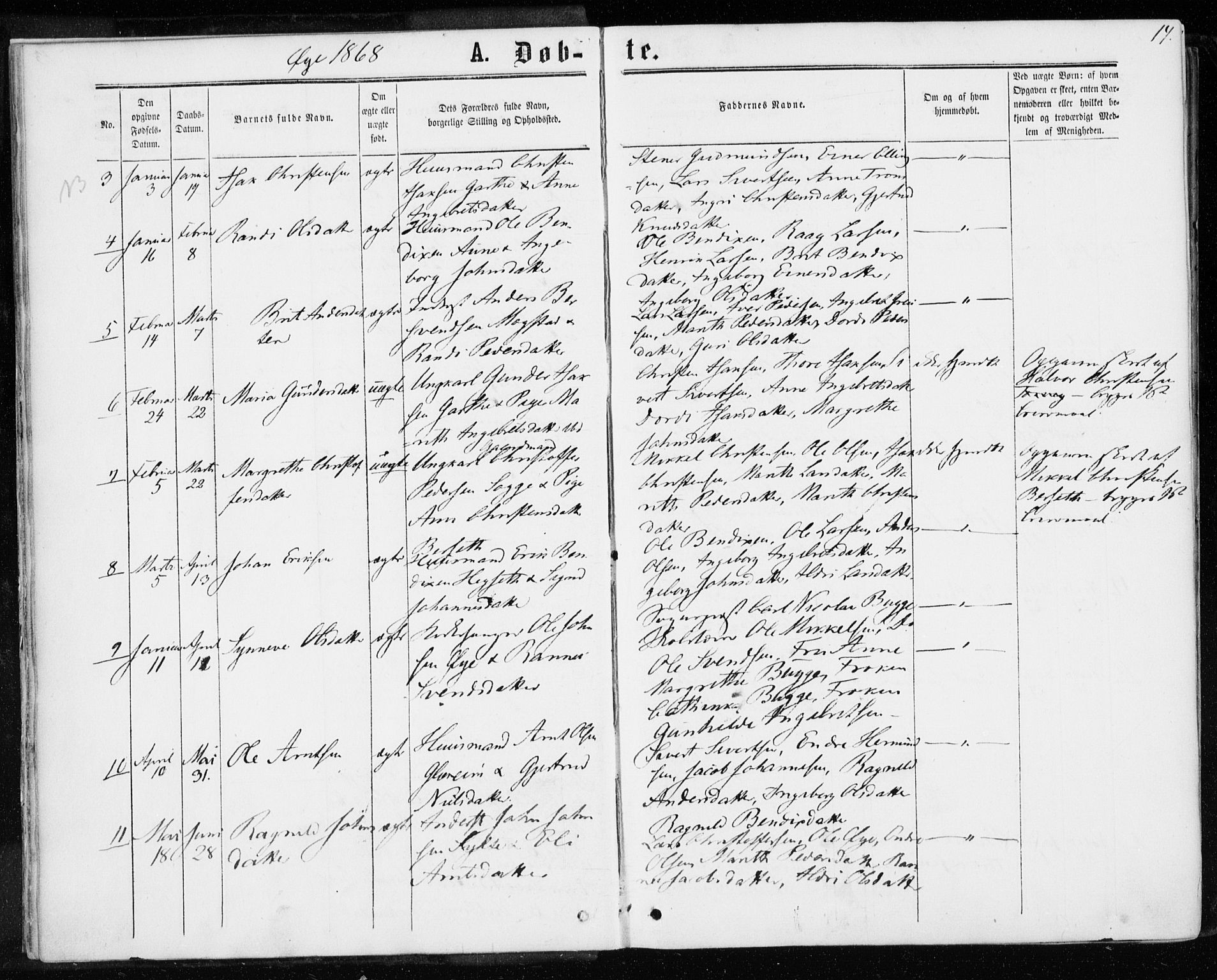 Ministerialprotokoller, klokkerbøker og fødselsregistre - Møre og Romsdal, AV/SAT-A-1454/595/L1045: Ministerialbok nr. 595A07, 1863-1873, s. 14