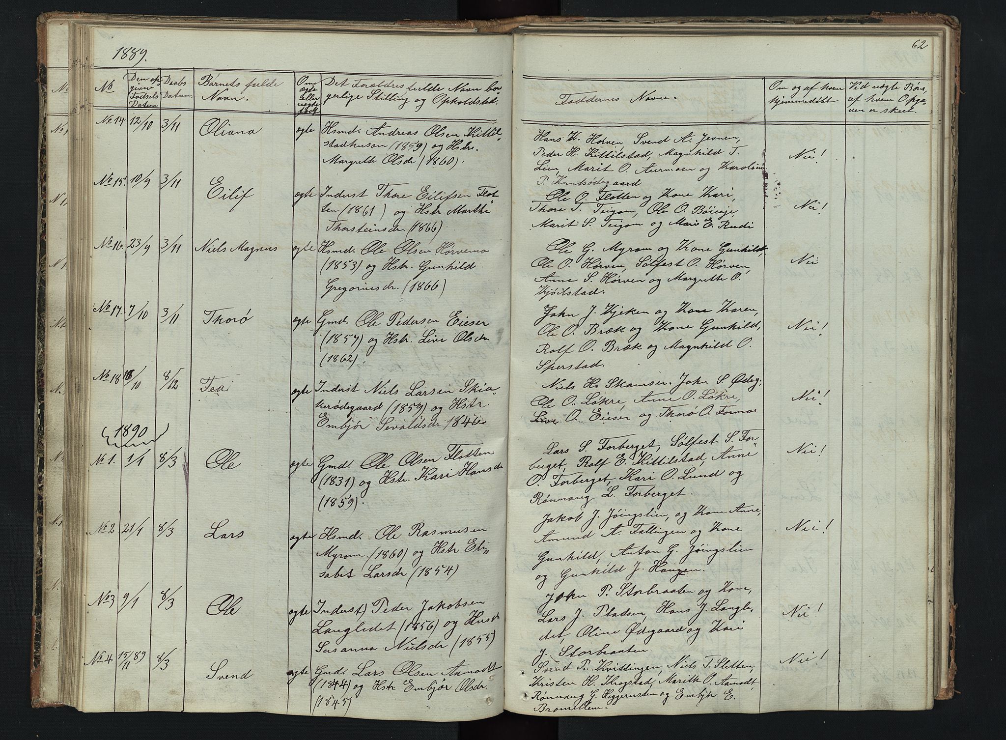 Skjåk prestekontor, AV/SAH-PREST-072/H/Ha/Hab/L0002: Klokkerbok nr. 2, 1867-1894, s. 62