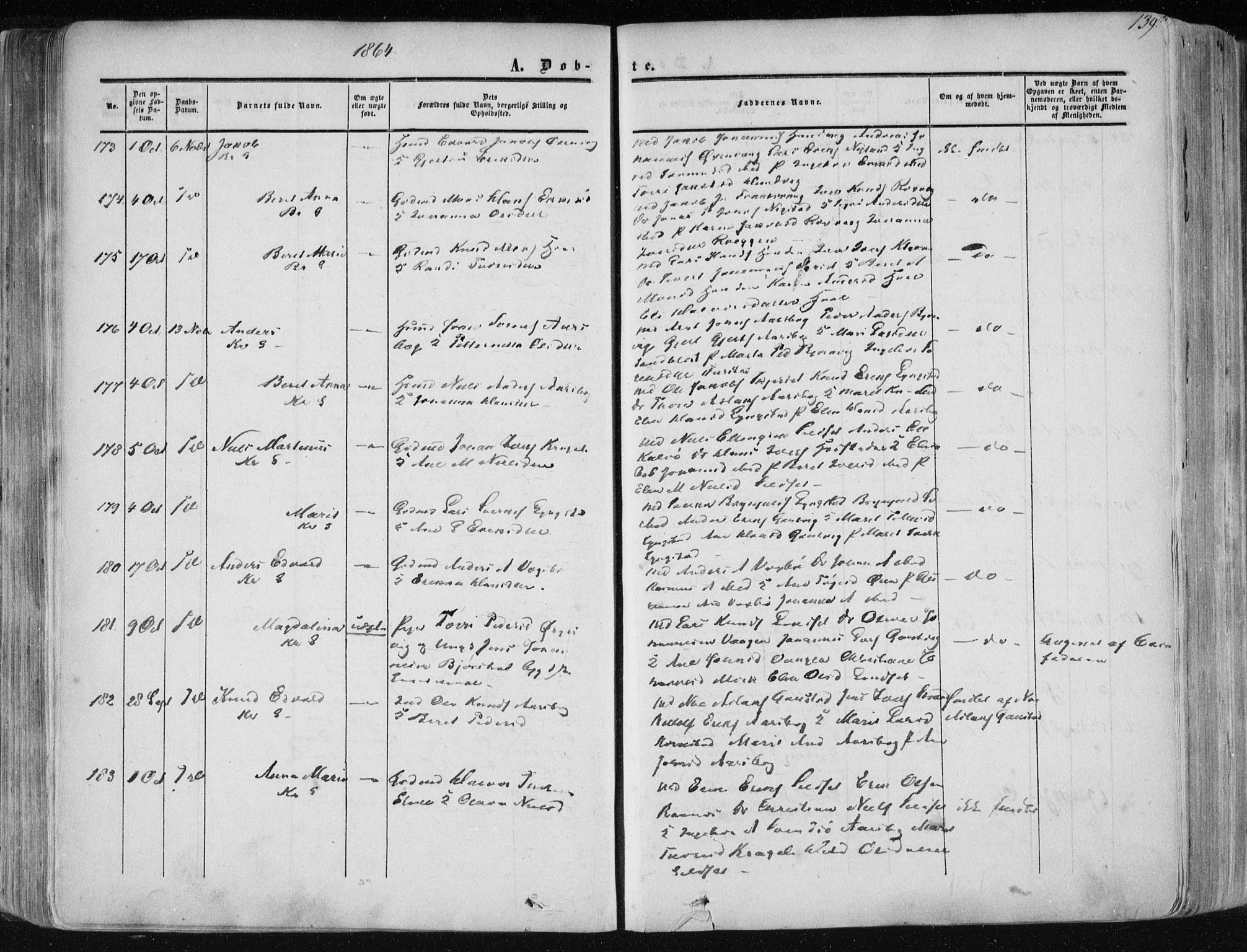 Ministerialprotokoller, klokkerbøker og fødselsregistre - Møre og Romsdal, SAT/A-1454/568/L0804: Ministerialbok nr. 568A11, 1854-1868, s. 139