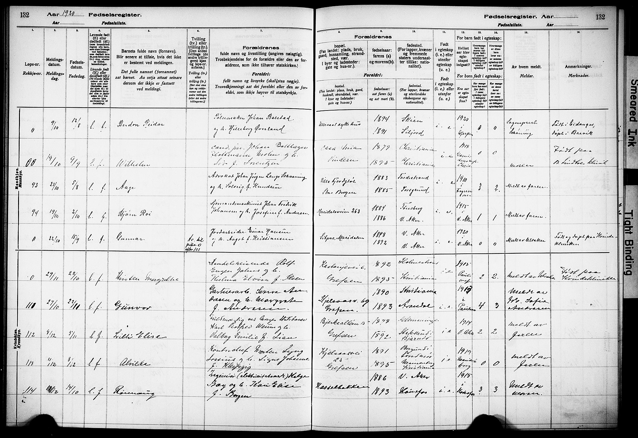 Vestre Aker prestekontor Kirkebøker, SAO/A-10025/J/Ja/L0001: Fødselsregister nr. 1, 1916-1922, s. 132