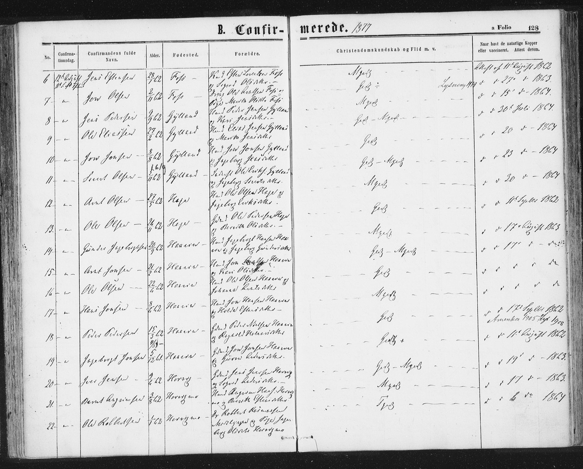 Ministerialprotokoller, klokkerbøker og fødselsregistre - Sør-Trøndelag, SAT/A-1456/692/L1104: Ministerialbok nr. 692A04, 1862-1878, s. 128