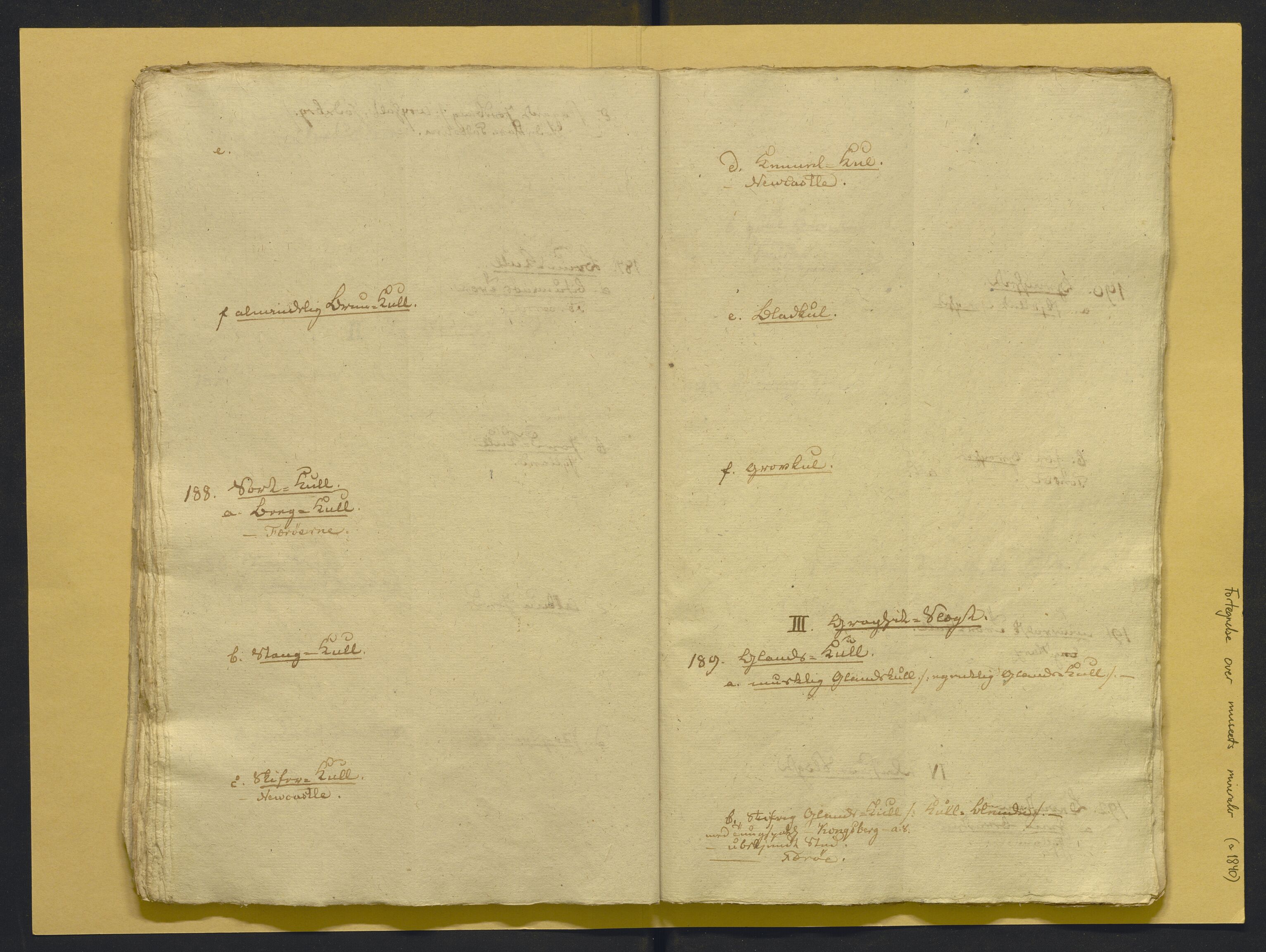 Bergens Museum, AV/SAB-A-17301/02/F/L0001: Kataloger over gjenstander og pergamentbrev , 1825-1880, s. 458