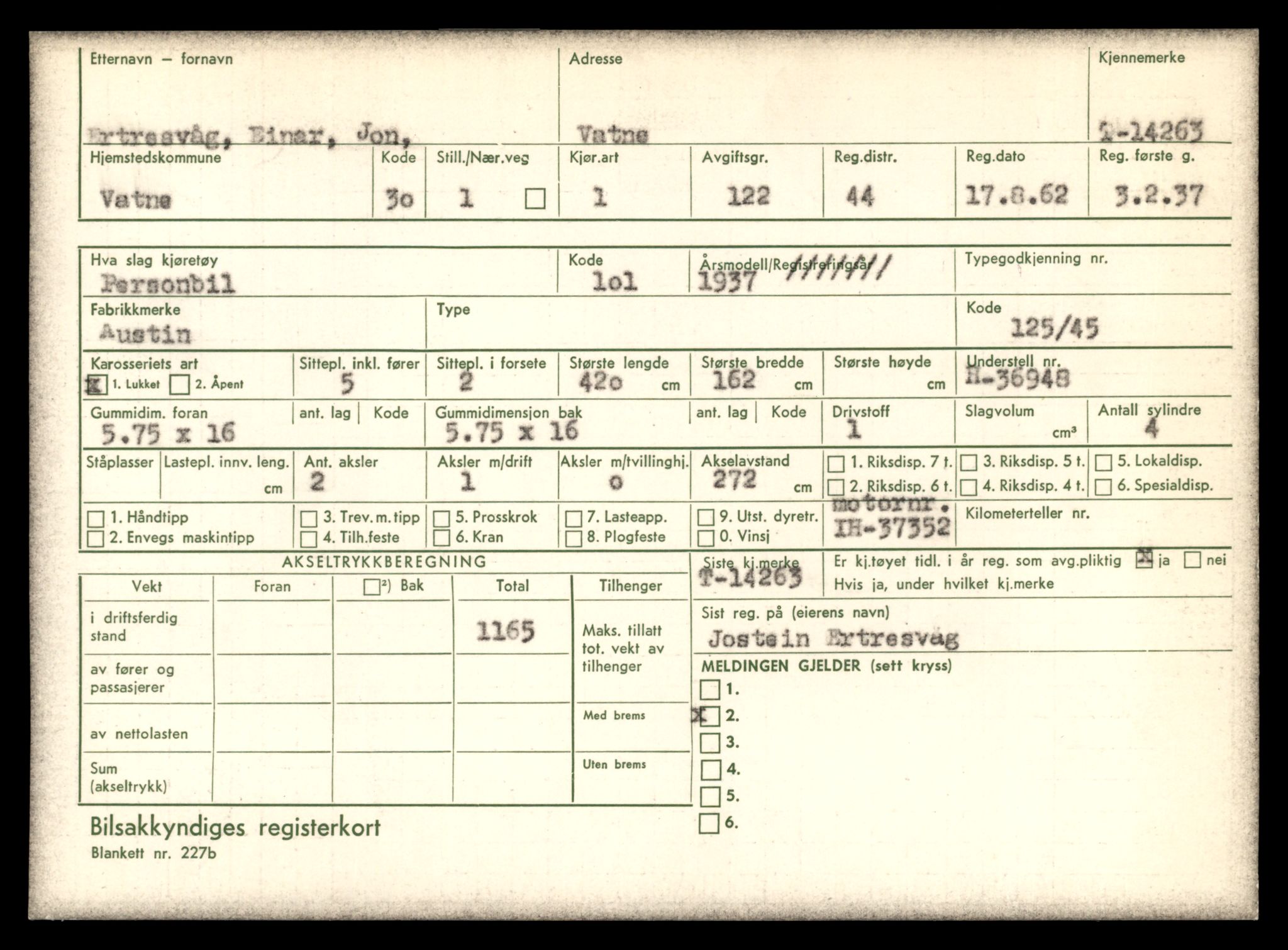 Møre og Romsdal vegkontor - Ålesund trafikkstasjon, AV/SAT-A-4099/F/Fe/L0044: Registreringskort for kjøretøy T 14205 - T 14319, 1927-1998, s. 1746