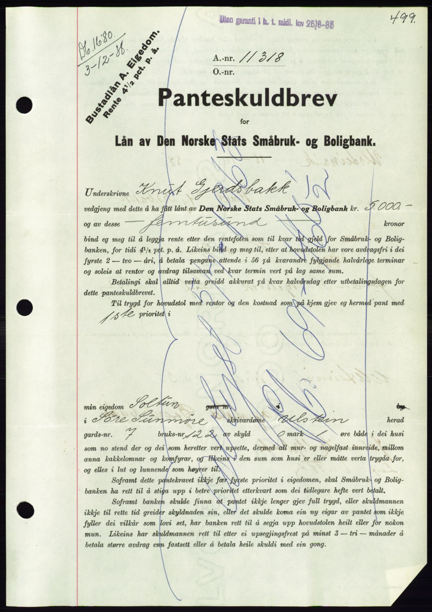 Søre Sunnmøre sorenskriveri, AV/SAT-A-4122/1/2/2C/L0066: Pantebok nr. 60, 1938-1938, Dagboknr: 1680/1938