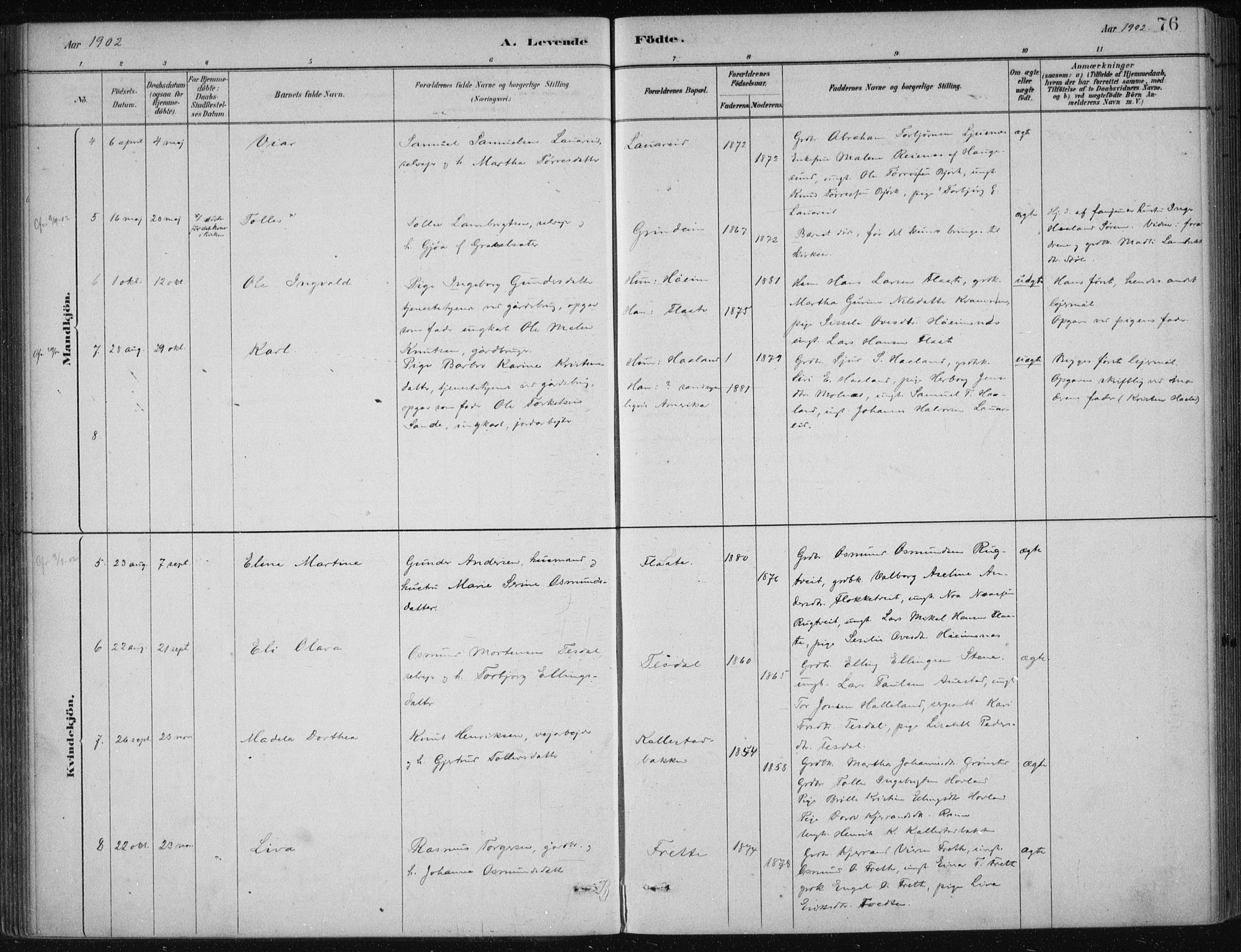 Etne sokneprestembete, SAB/A-75001/H/Haa: Ministerialbok nr. D  1, 1879-1919, s. 76