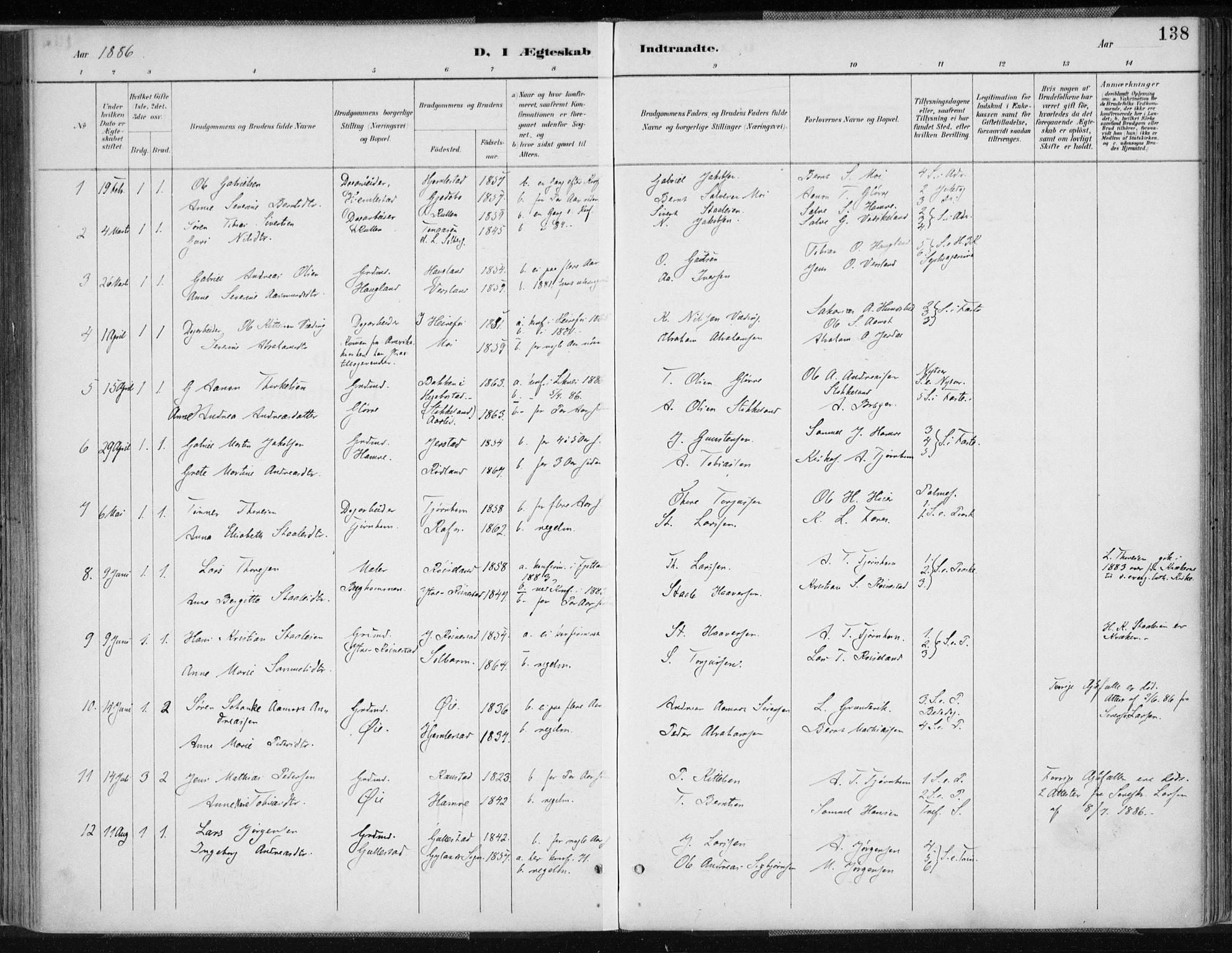 Kvinesdal sokneprestkontor, SAK/1111-0026/F/Fa/Fab/L0008: Ministerialbok nr. A 8, 1886-1897, s. 138