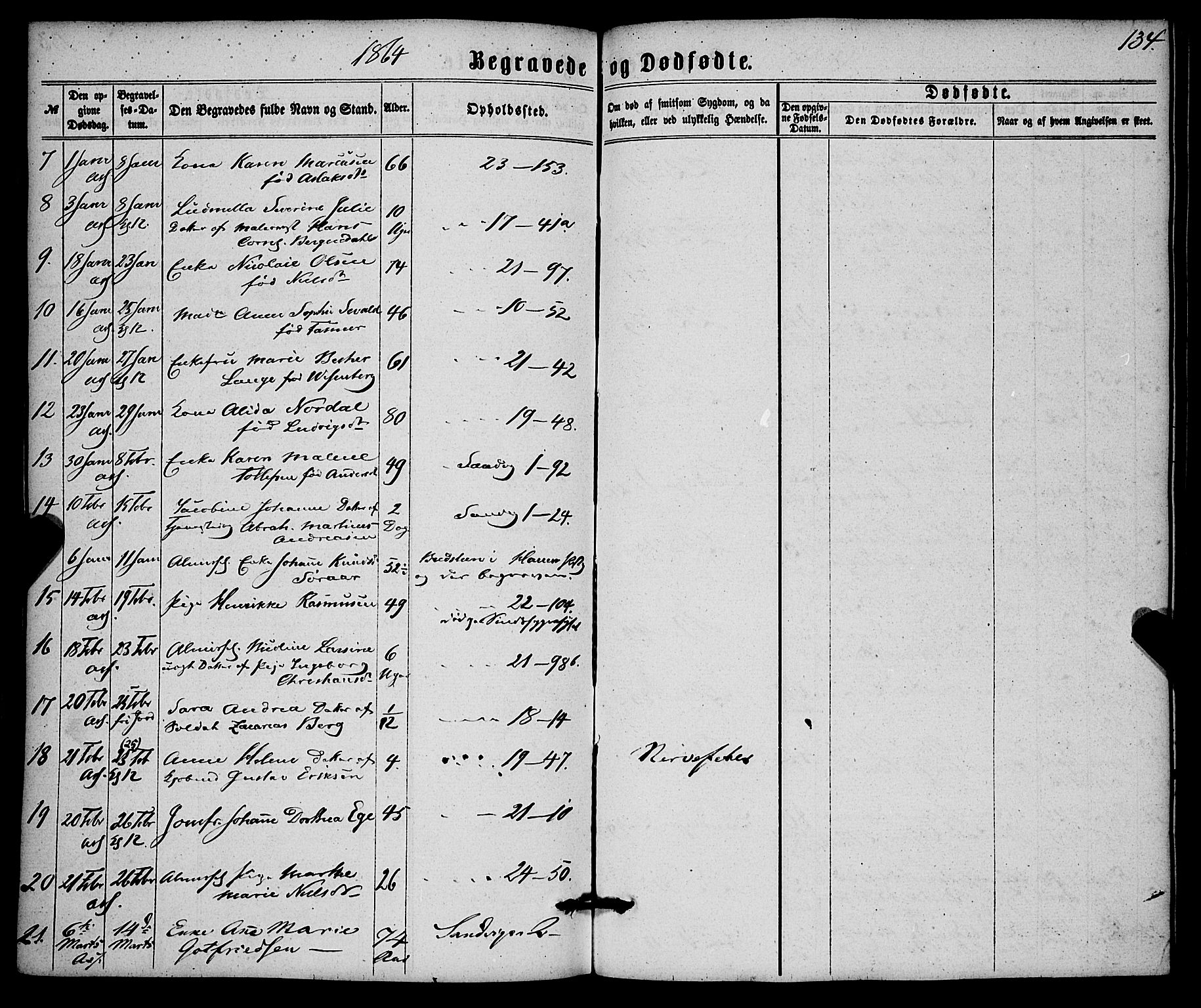 Korskirken sokneprestembete, AV/SAB-A-76101/H/Haa/L0045: Ministerialbok nr. E 3, 1863-1875, s. 134