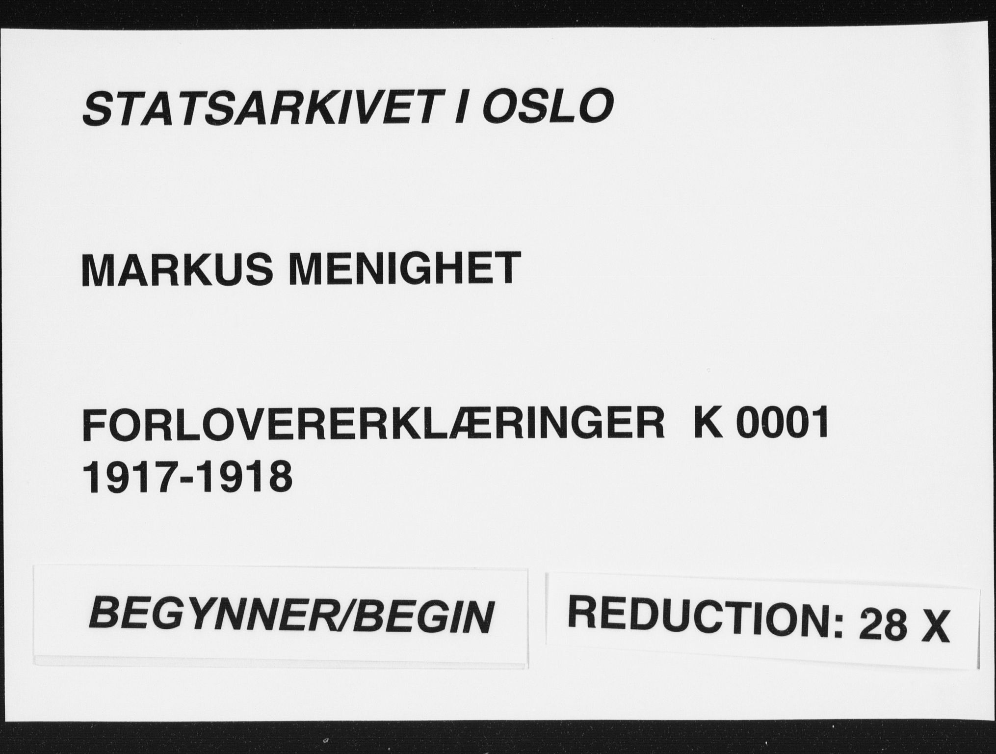 Markus prestekontor Kirkebøker, SAO/A-10830/K/L0001: Forlovererklæringer nr. 1, 1917-1918