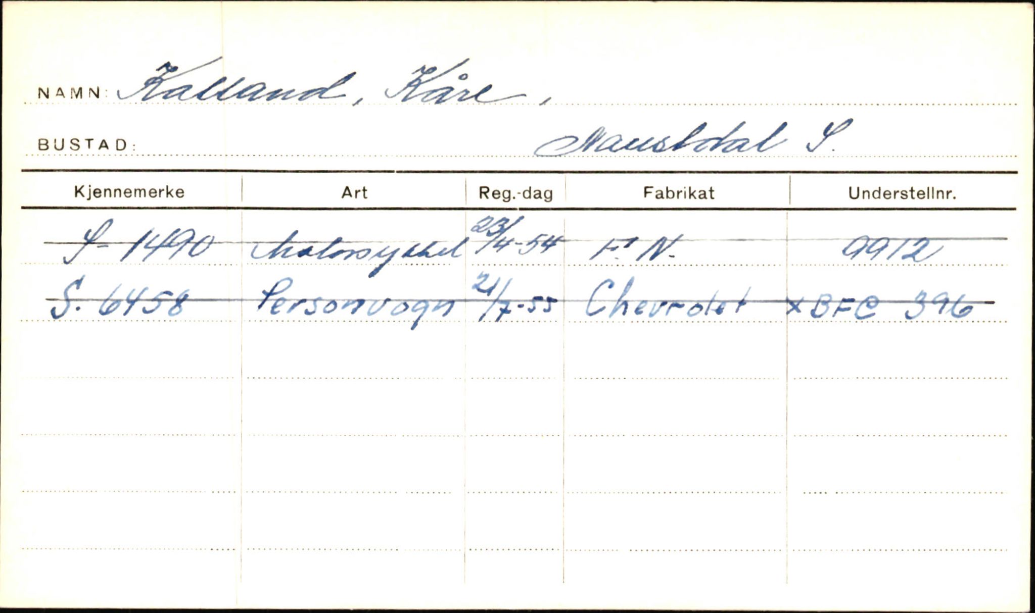 Statens vegvesen, Sogn og Fjordane vegkontor, AV/SAB-A-5301/4/F/L0001B: Eigarregister Fjordane til 1.6.1961, 1930-1961, s. 38