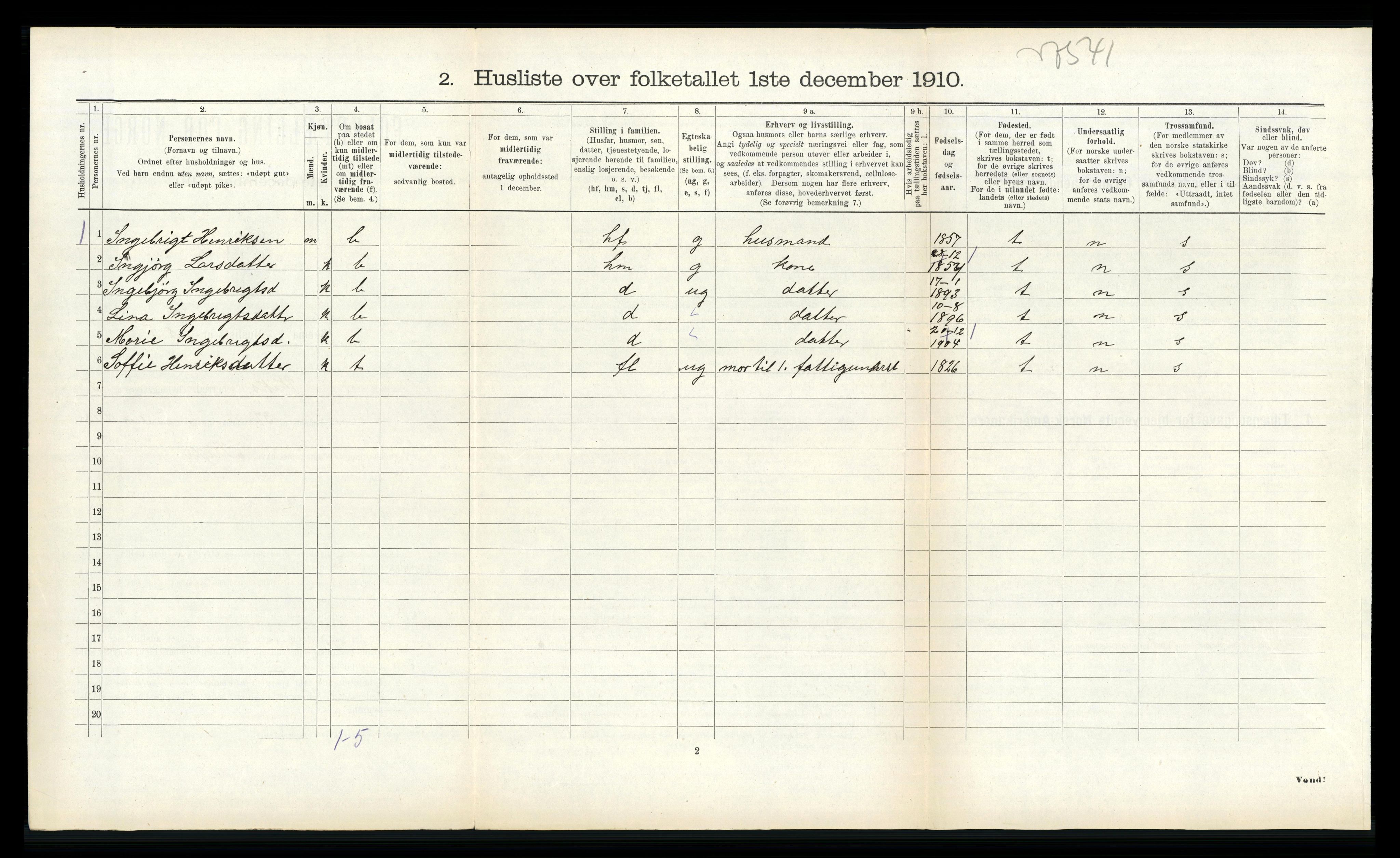 RA, Folketelling 1910 for 1417 Vik herred, 1910, s. 540