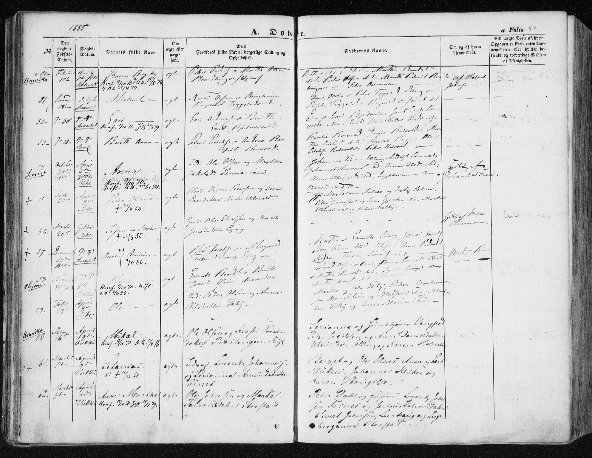 Ministerialprotokoller, klokkerbøker og fødselsregistre - Nord-Trøndelag, AV/SAT-A-1458/723/L0240: Ministerialbok nr. 723A09, 1852-1860, s. 44