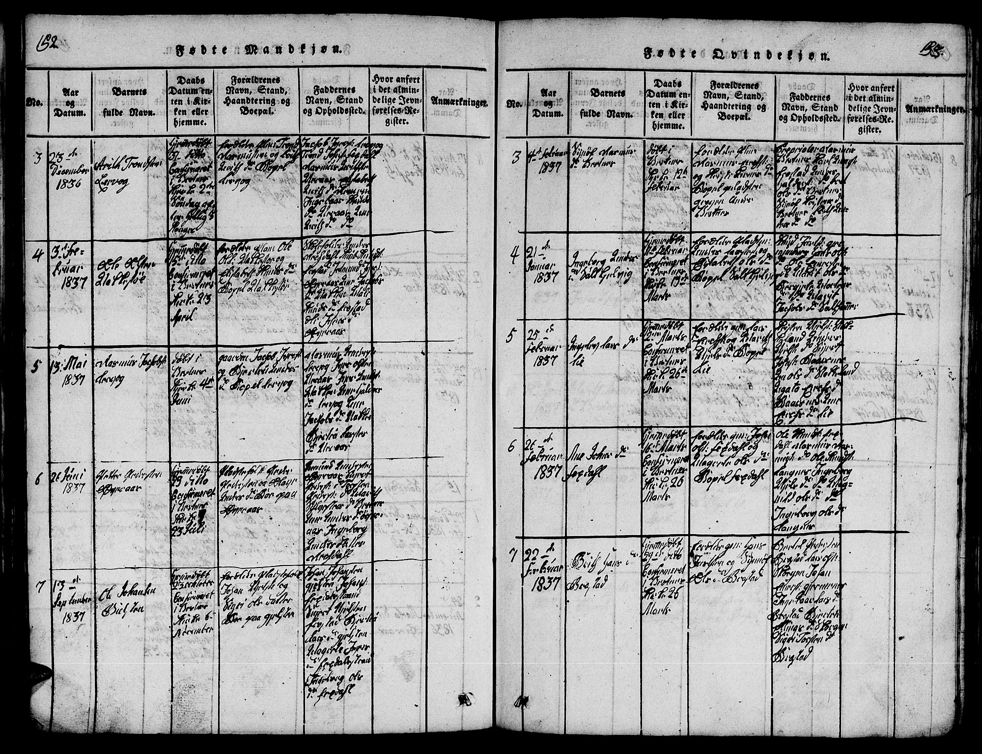 Ministerialprotokoller, klokkerbøker og fødselsregistre - Møre og Romsdal, SAT/A-1454/539/L0535: Klokkerbok nr. 539C01, 1818-1842, s. 152-153