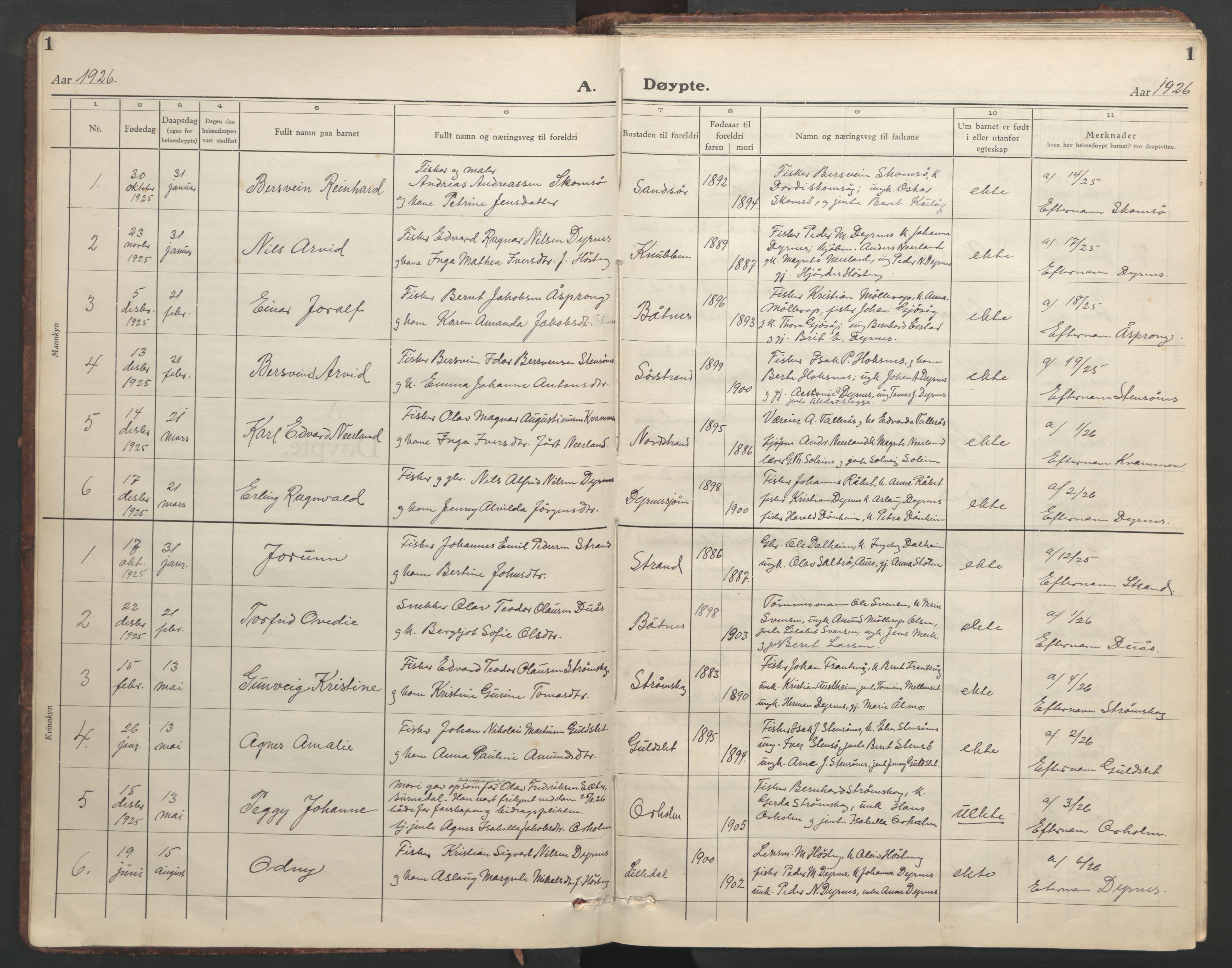 Ministerialprotokoller, klokkerbøker og fødselsregistre - Møre og Romsdal, AV/SAT-A-1454/582/L0950: Klokkerbok nr. 582C02, 1926-1950, s. 1