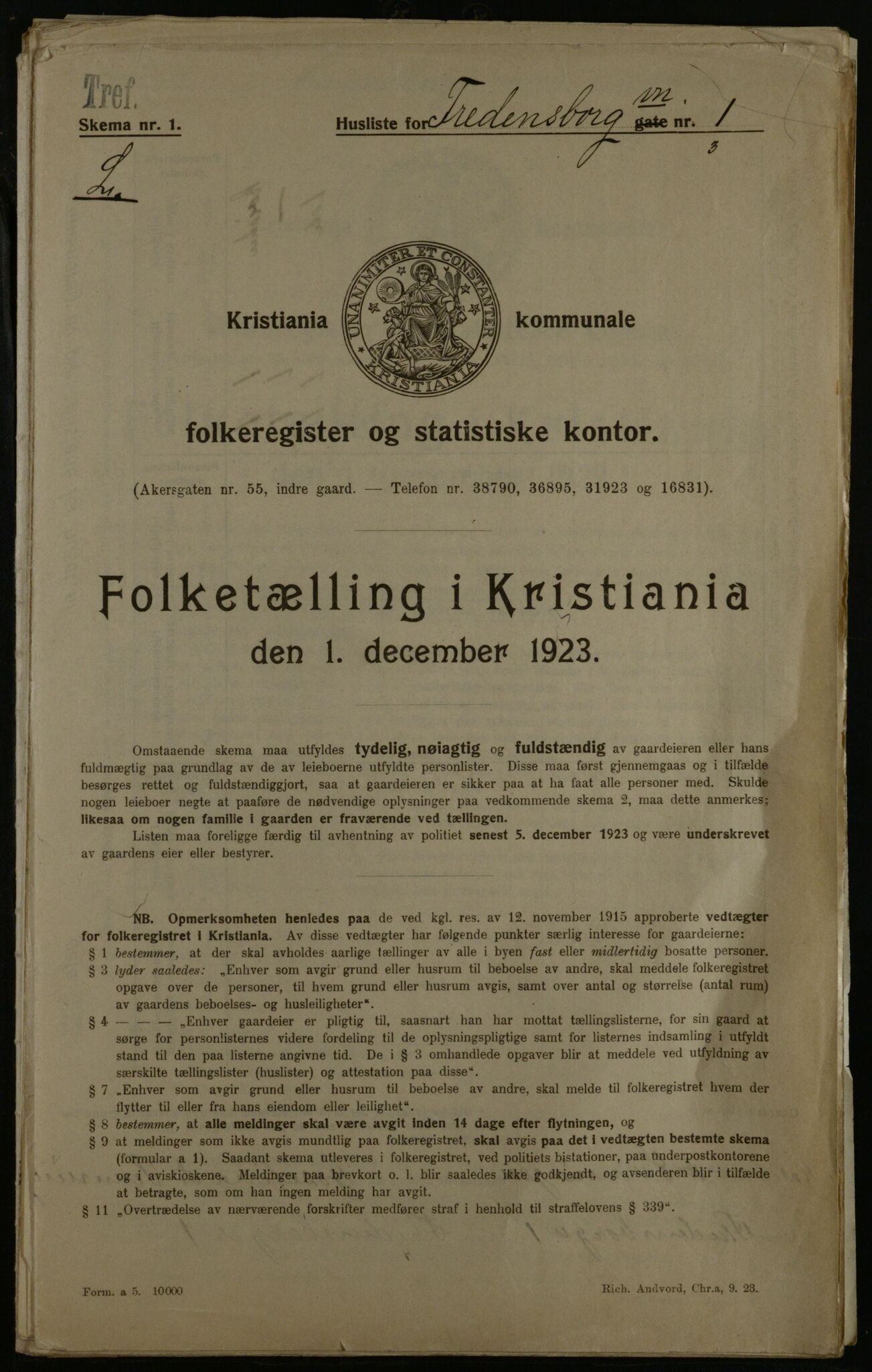 OBA, Kommunal folketelling 1.12.1923 for Kristiania, 1923, s. 28596