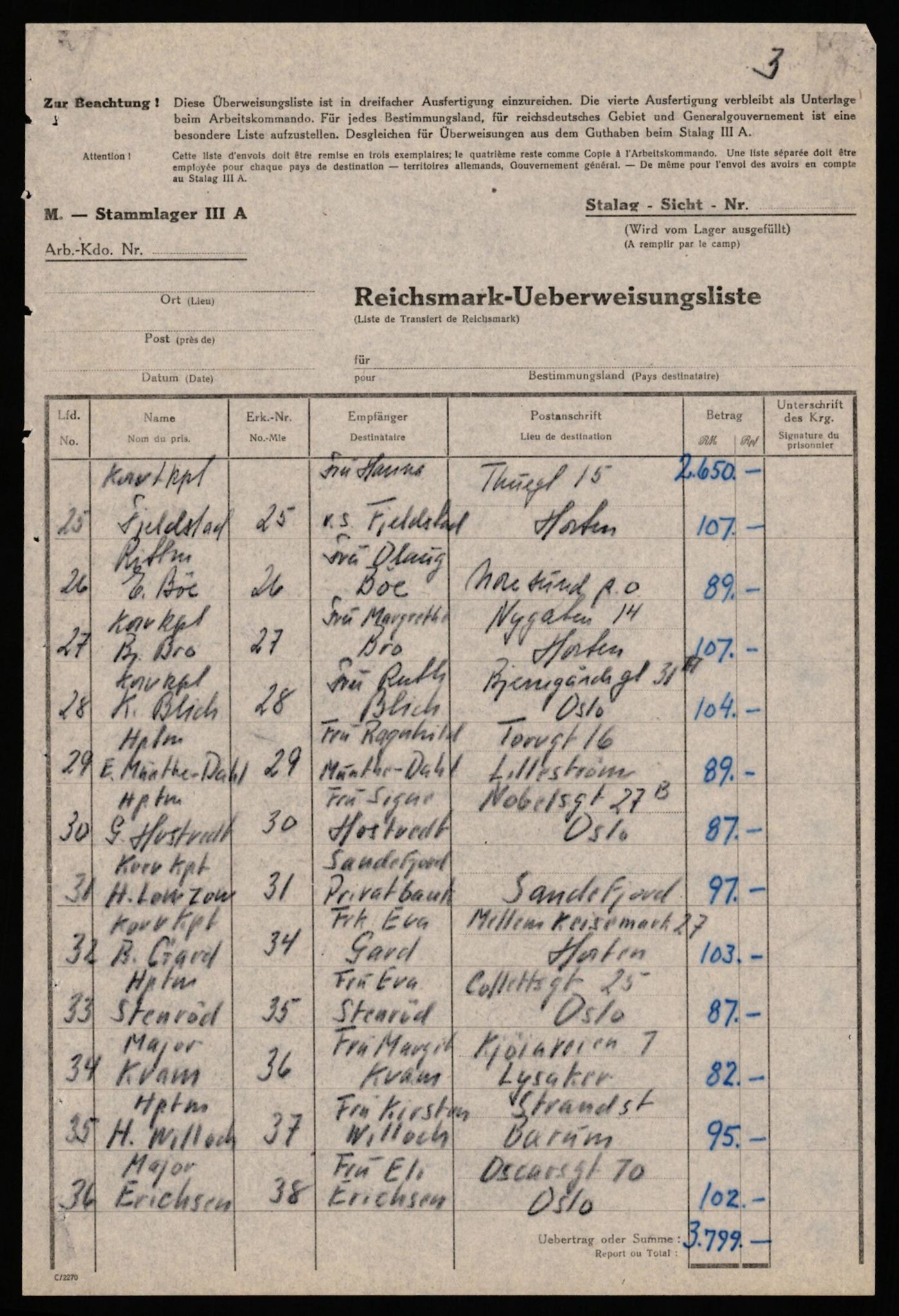 Forsvaret, Forsvarets krigshistoriske avdeling, AV/RA-RAFA-2017/Y/Yf/L0202: II-C-11-2103-2104  -  Norske offiserer i krigsfangenskap, 1940-1945, s. 258