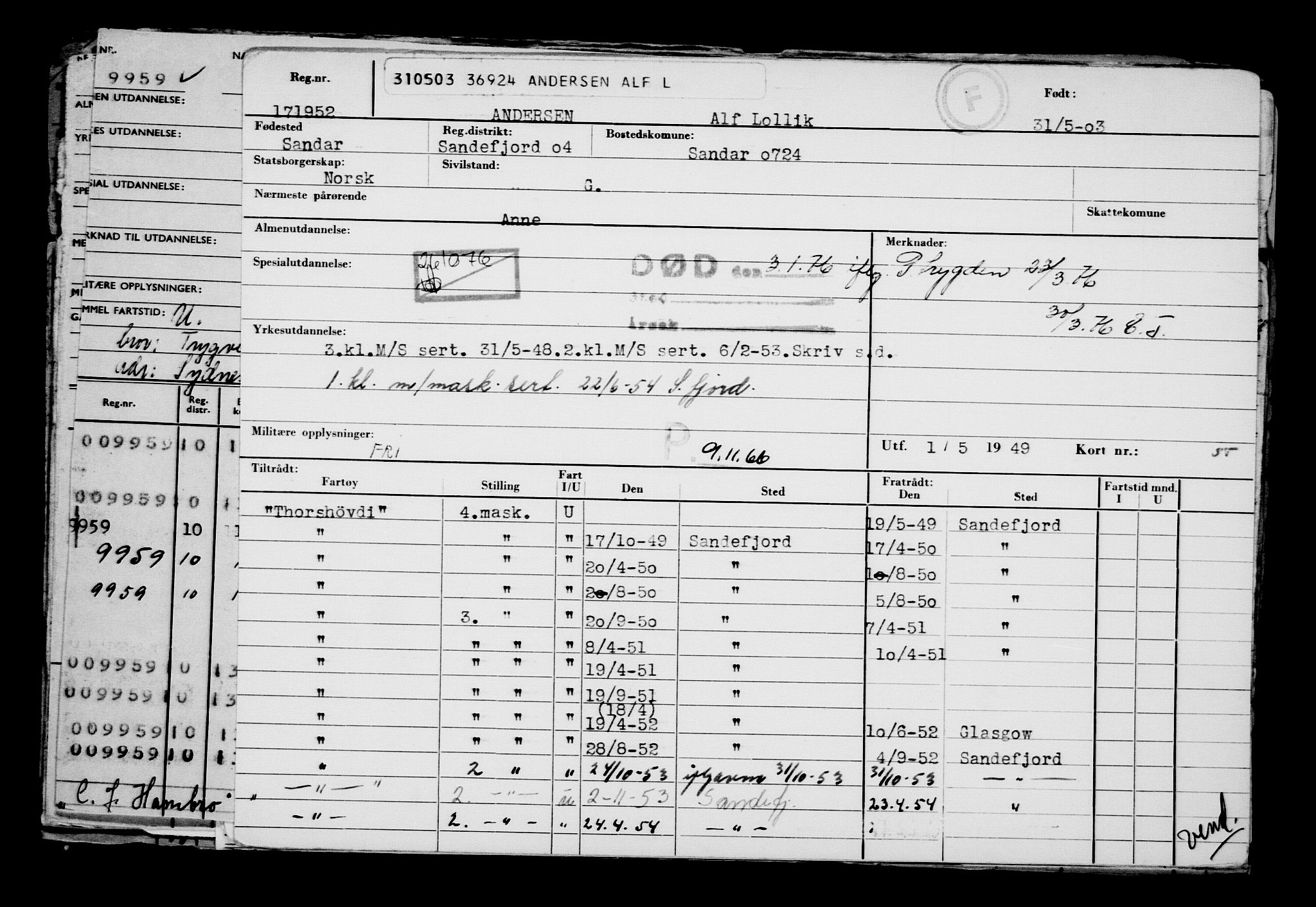 Direktoratet for sjømenn, RA/S-3545/G/Gb/L0049: Hovedkort, 1903, s. 284