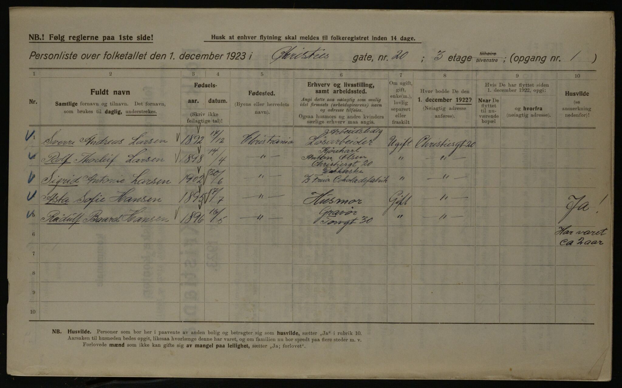 OBA, Kommunal folketelling 1.12.1923 for Kristiania, 1923, s. 13680