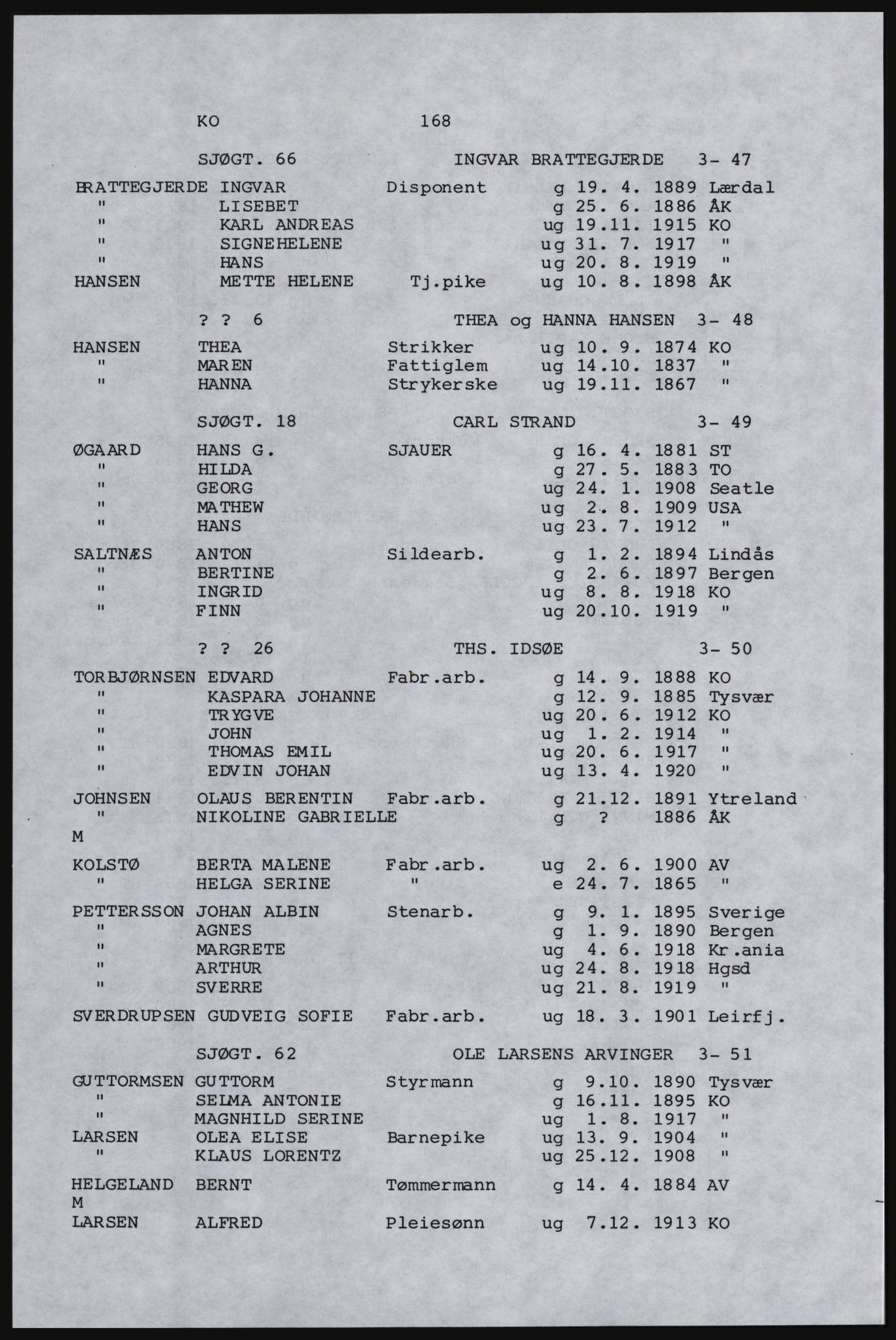 SAST, Avskrift av folketellingen 1920 for Karmøy, 1920, s. 184